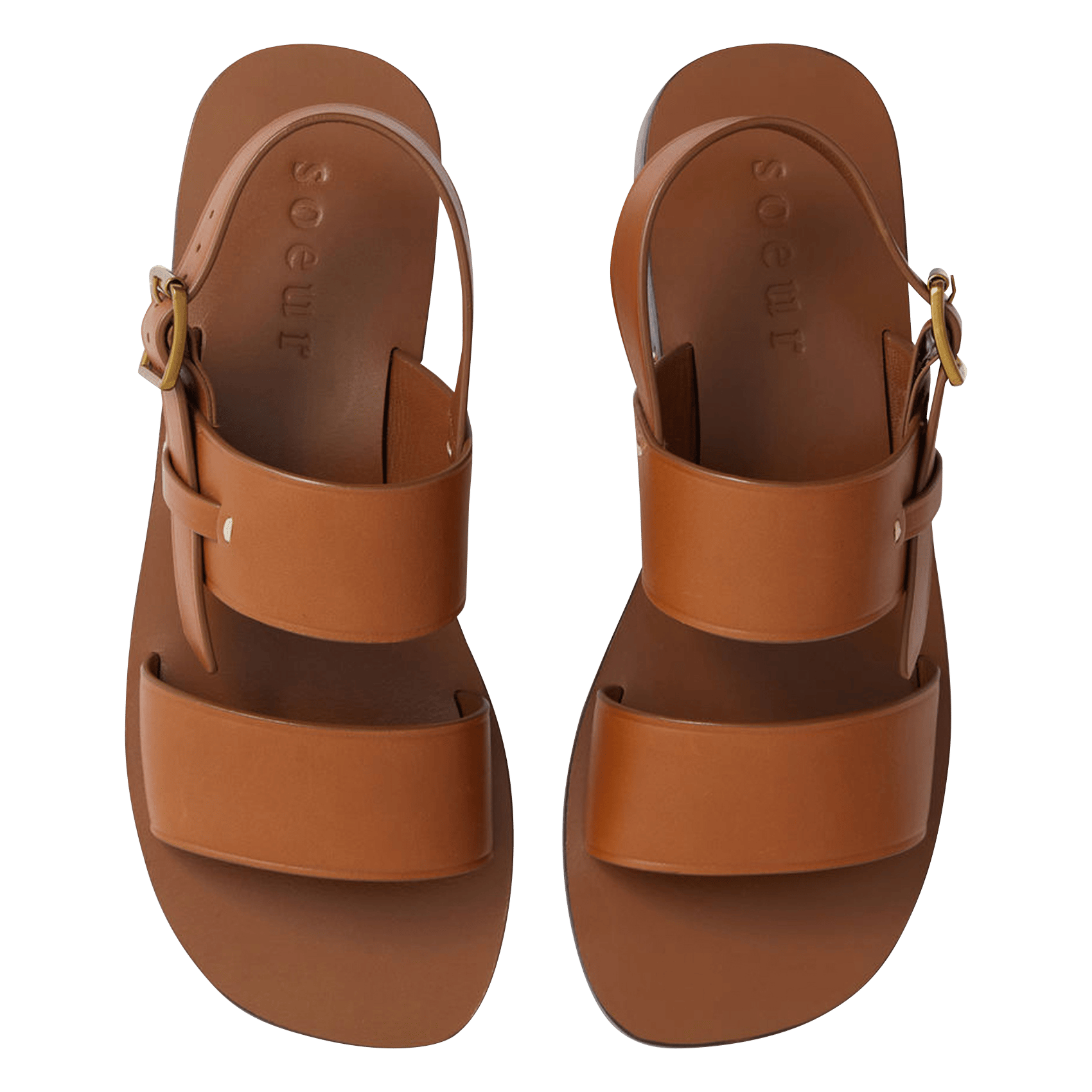 Sandales plates en cuir SOEUR Beige