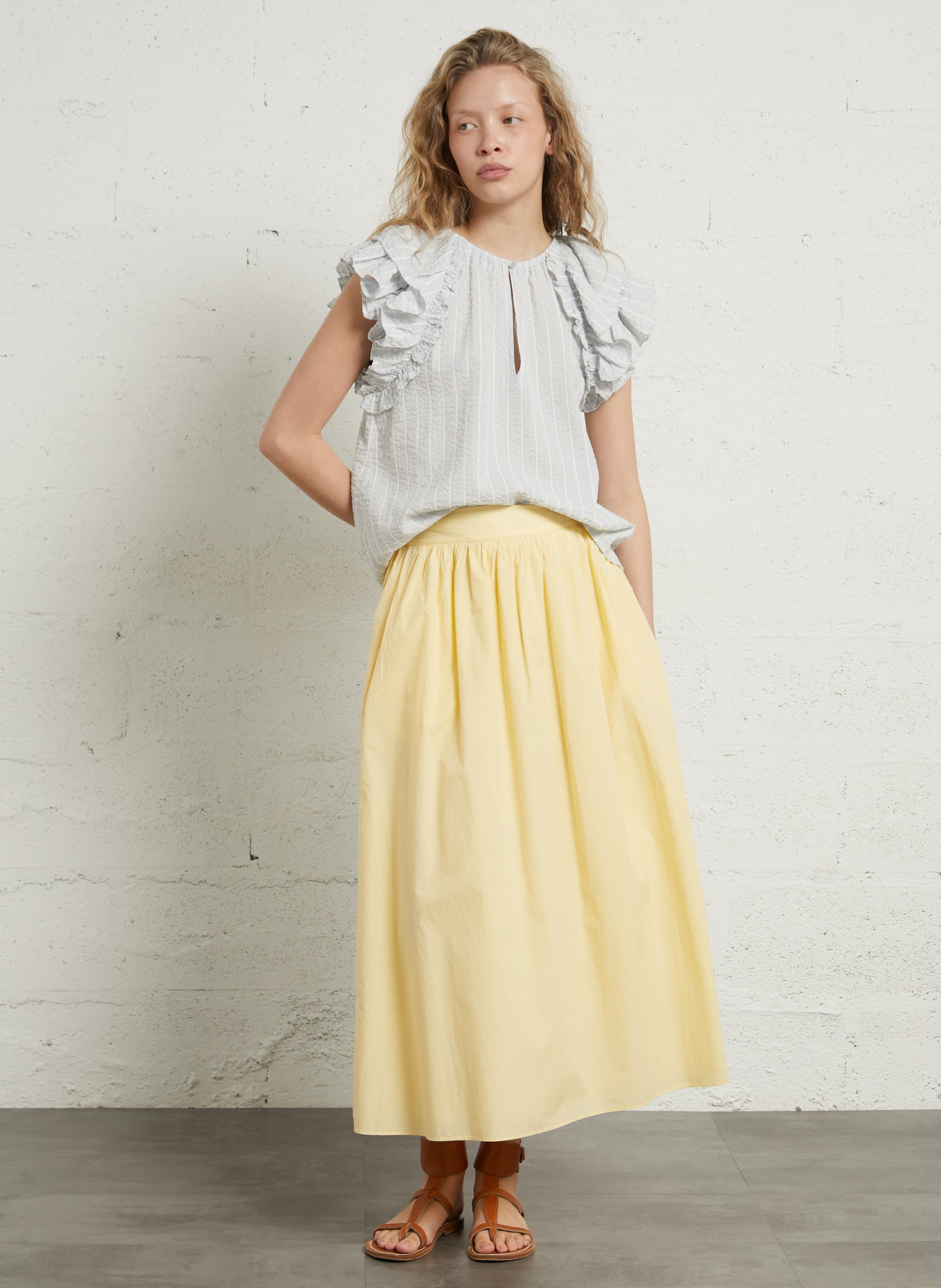 Loose-fit round-neck cotton top BELLEPIECE Blue