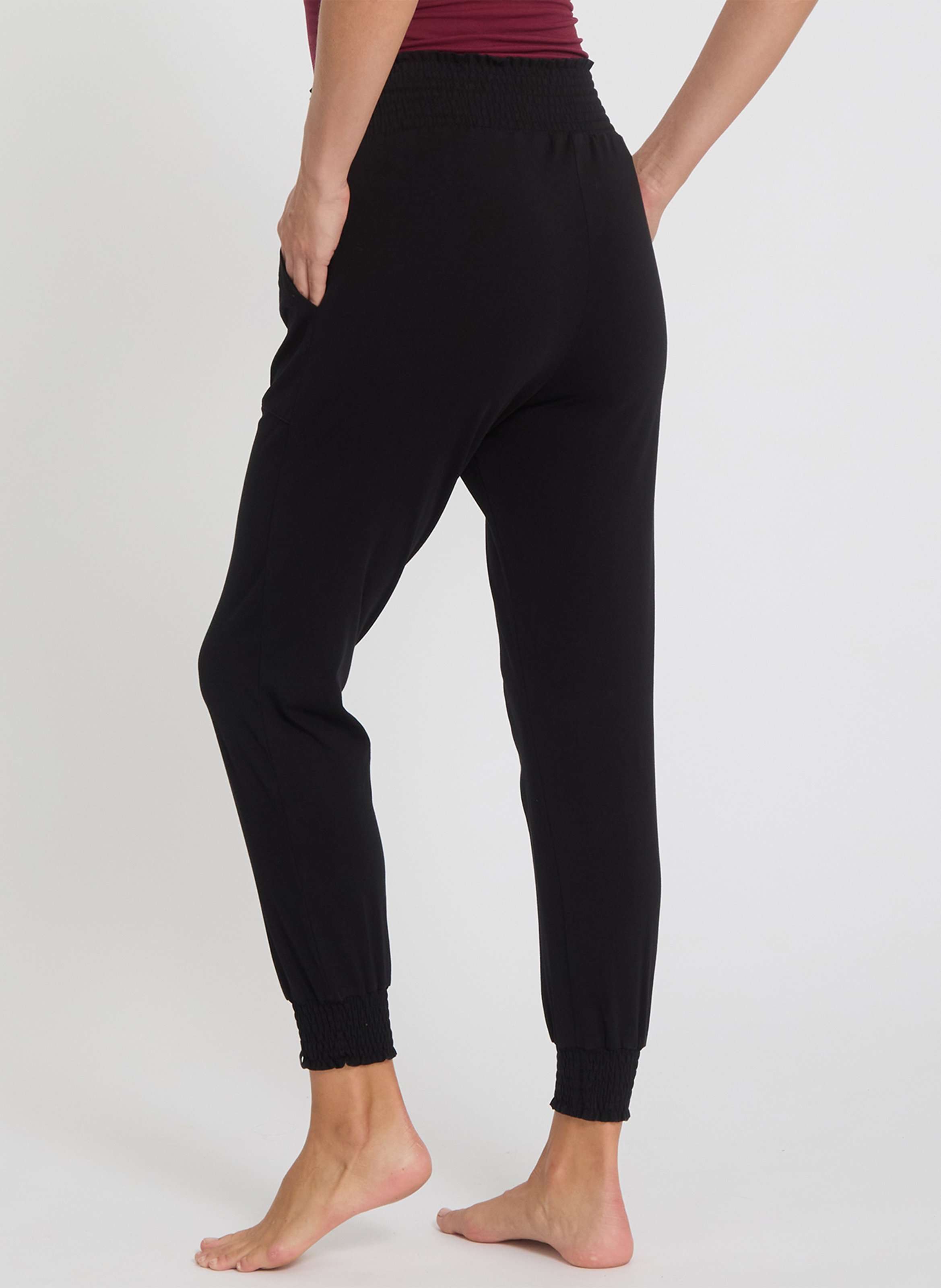 Pantalon de sport taille haute en coton mélangé YOGA SEARCHER Noir