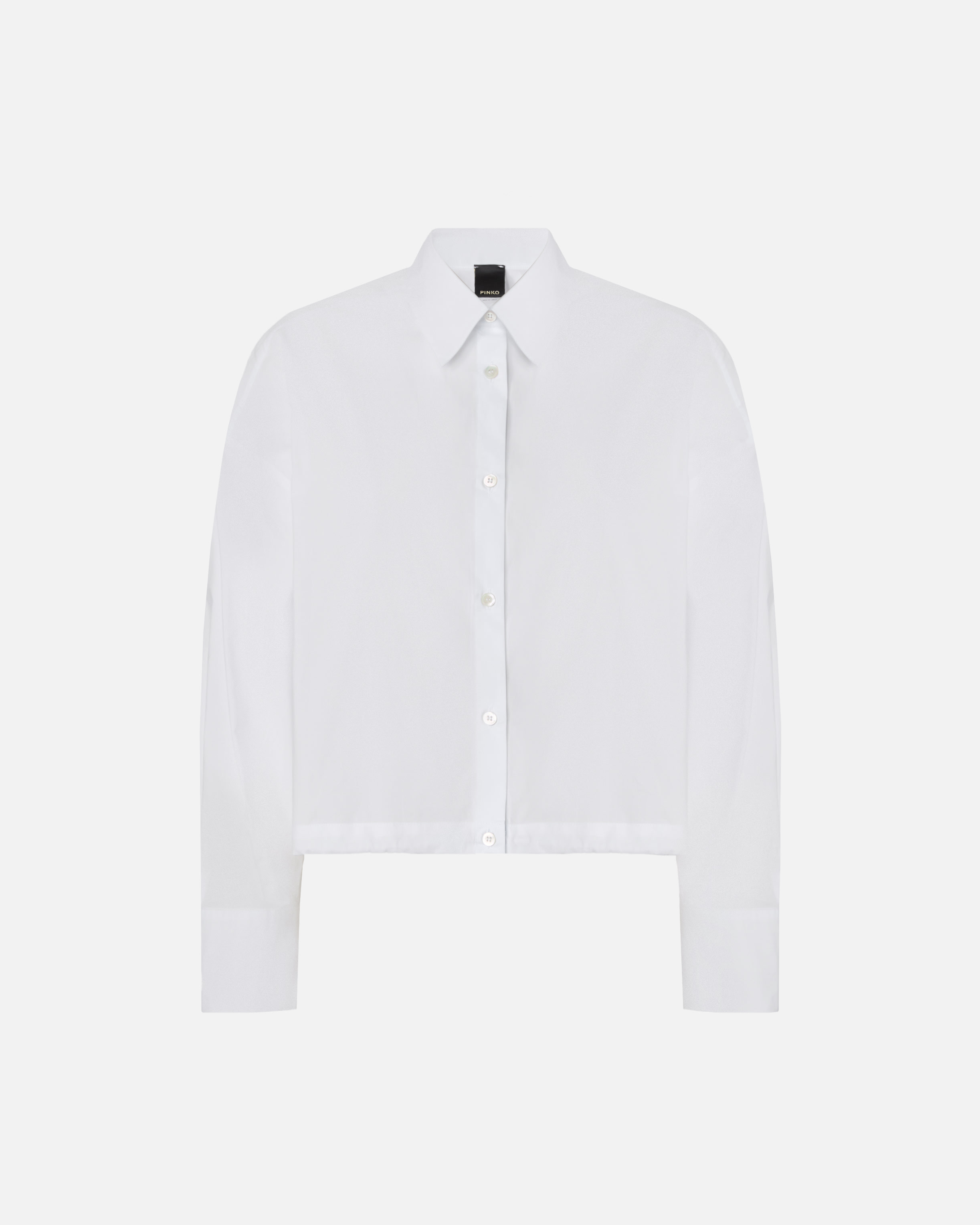 Chemise cropped en coton à rayures et logo PINKO Blanc