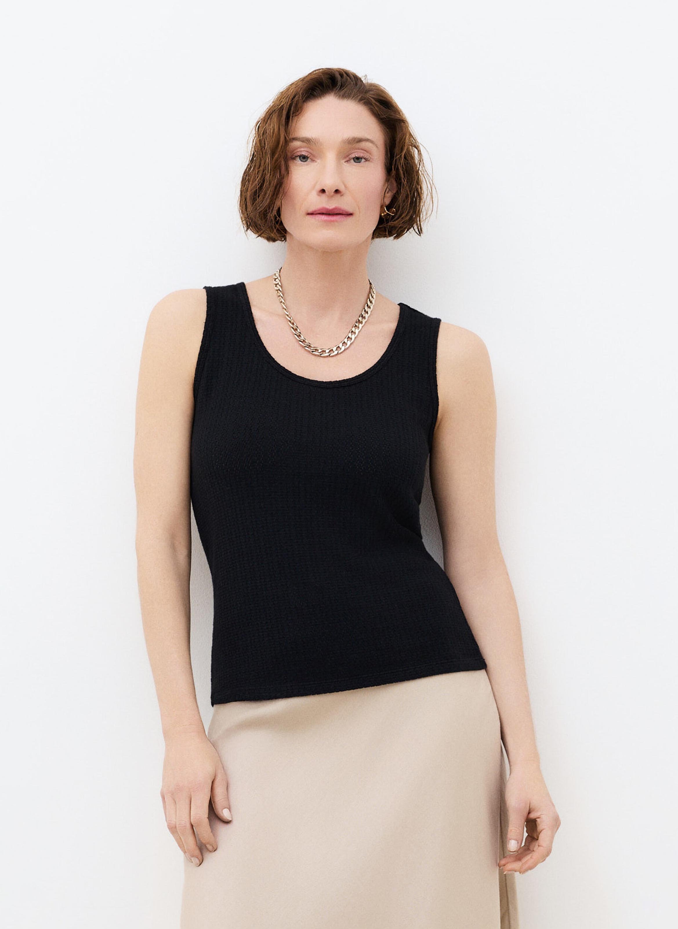 Débardeur col rond en coton CAROLL Noir