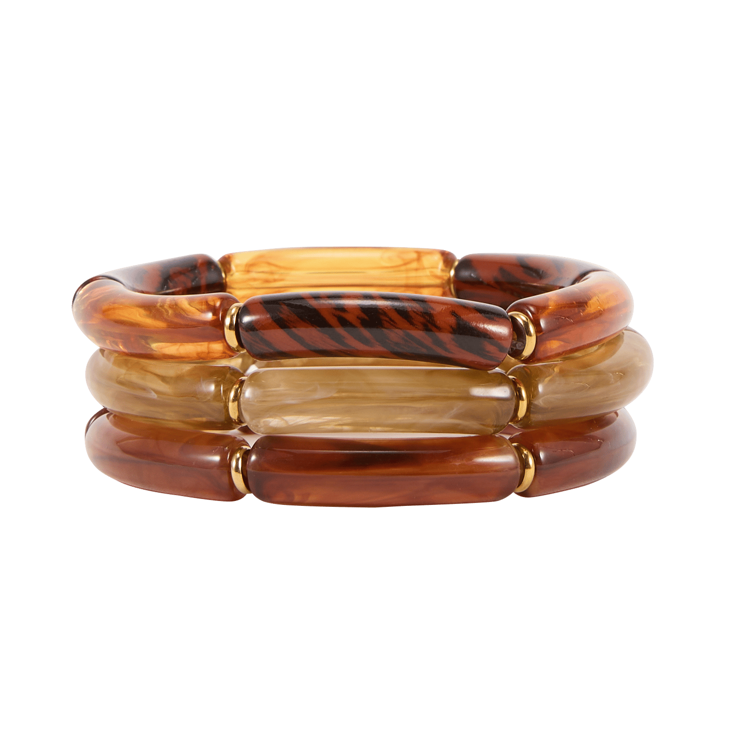 Set aus 3 Harzarmbändern AU PRINTEMPS PARIS Braun