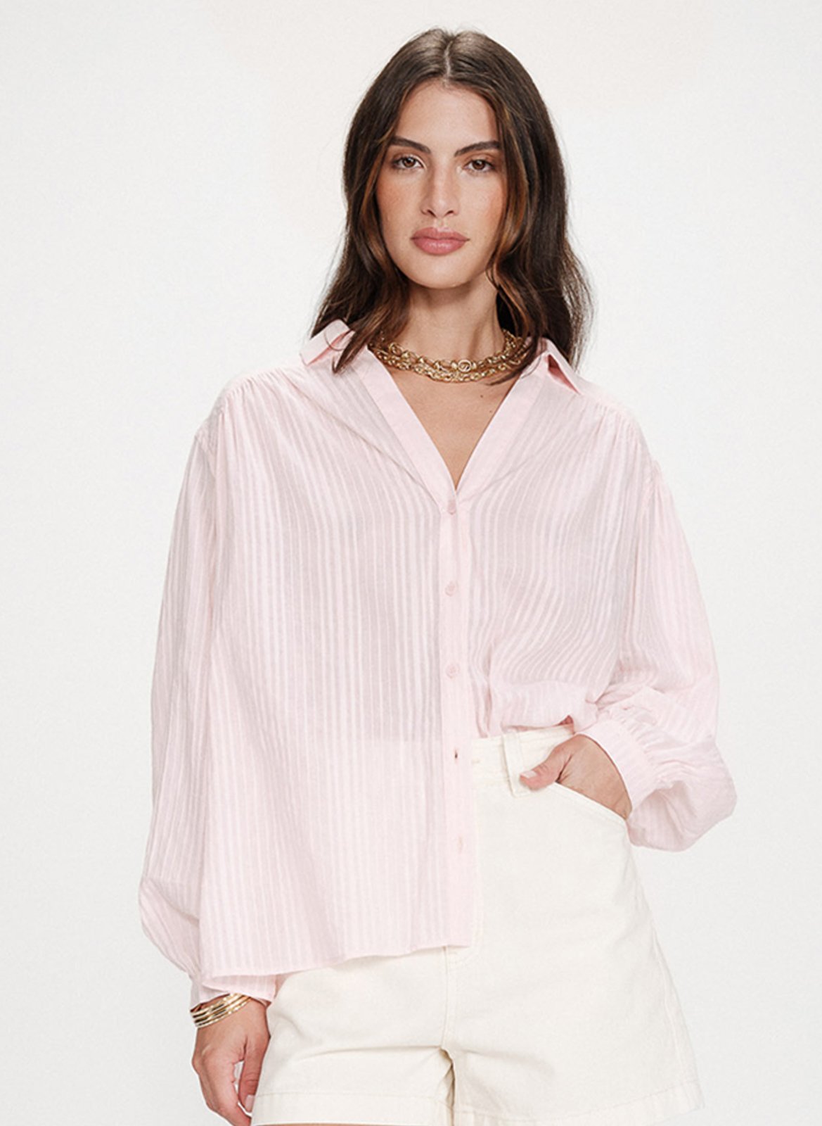 Loose-fit striped shirt GRACE ET MILA Pink
