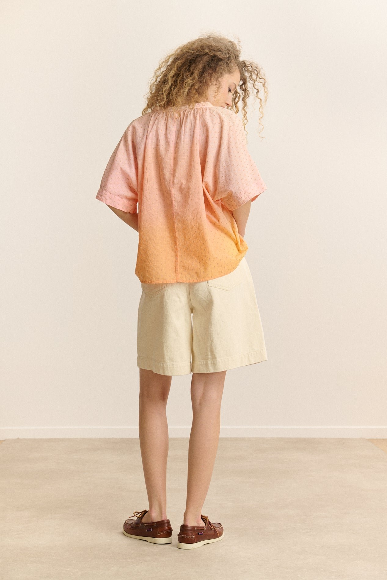 Short-sleeved tunic collar blouse GARANCE PARIS Orange