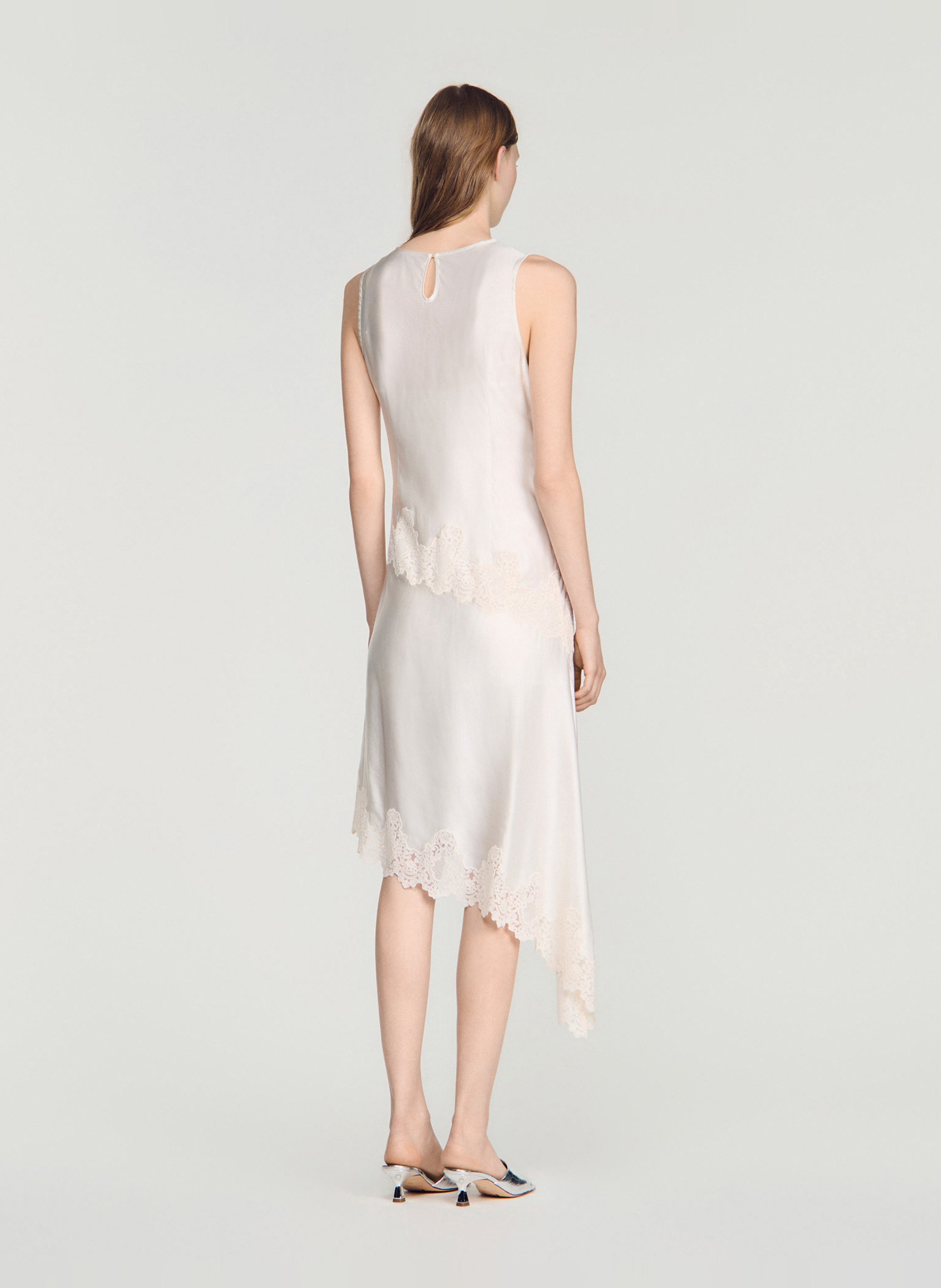 Halflange, asymmetrische jurk SANDRO Beige