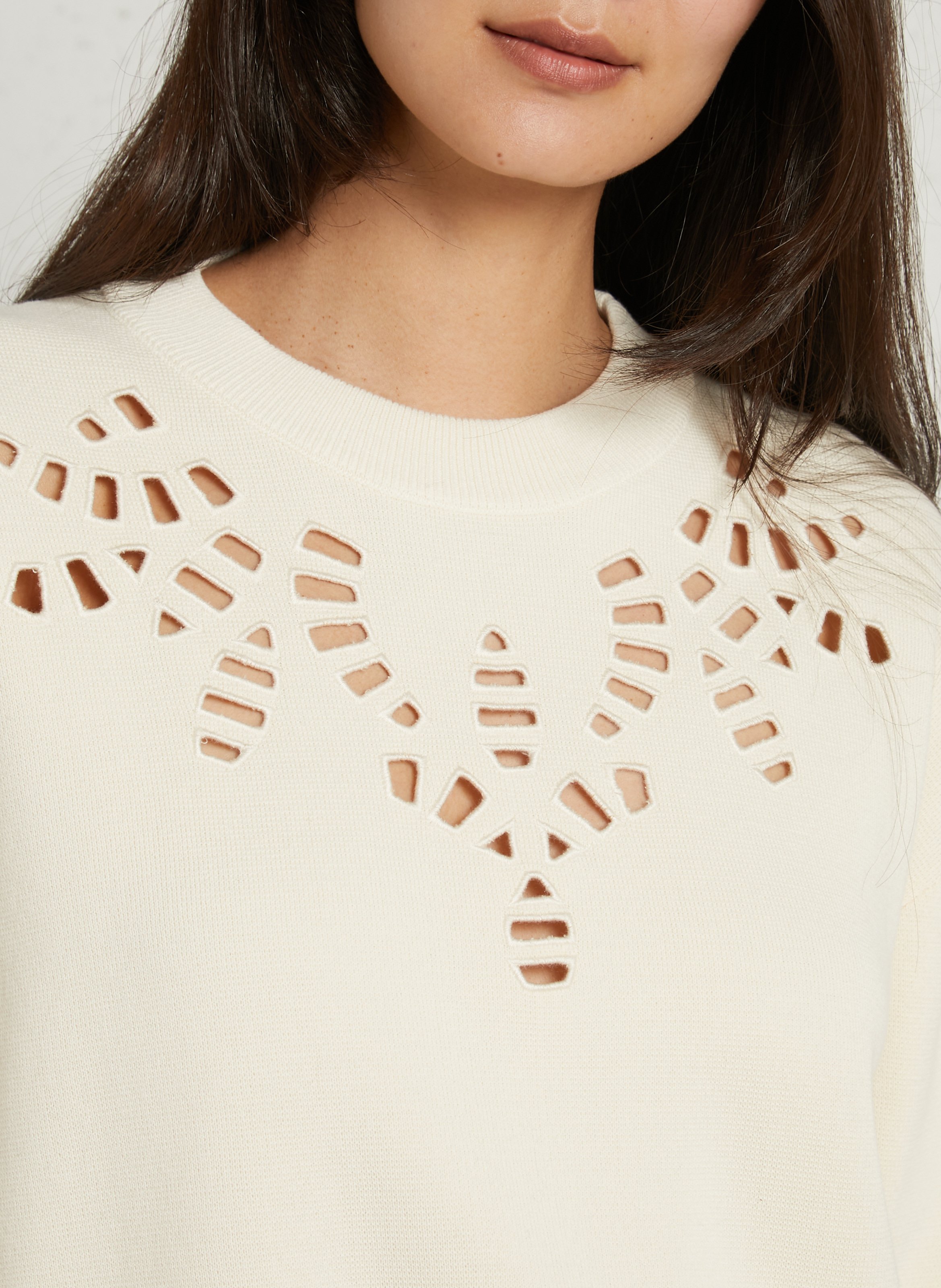 Short oversized organic cotton sweater SUNCOO White
