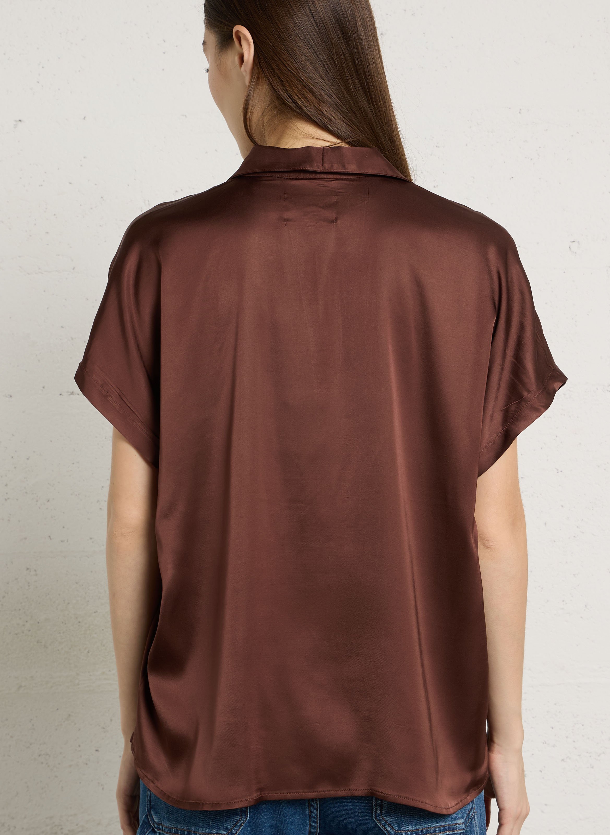 Blouse col classique satiné SUD EXPRESS Marron