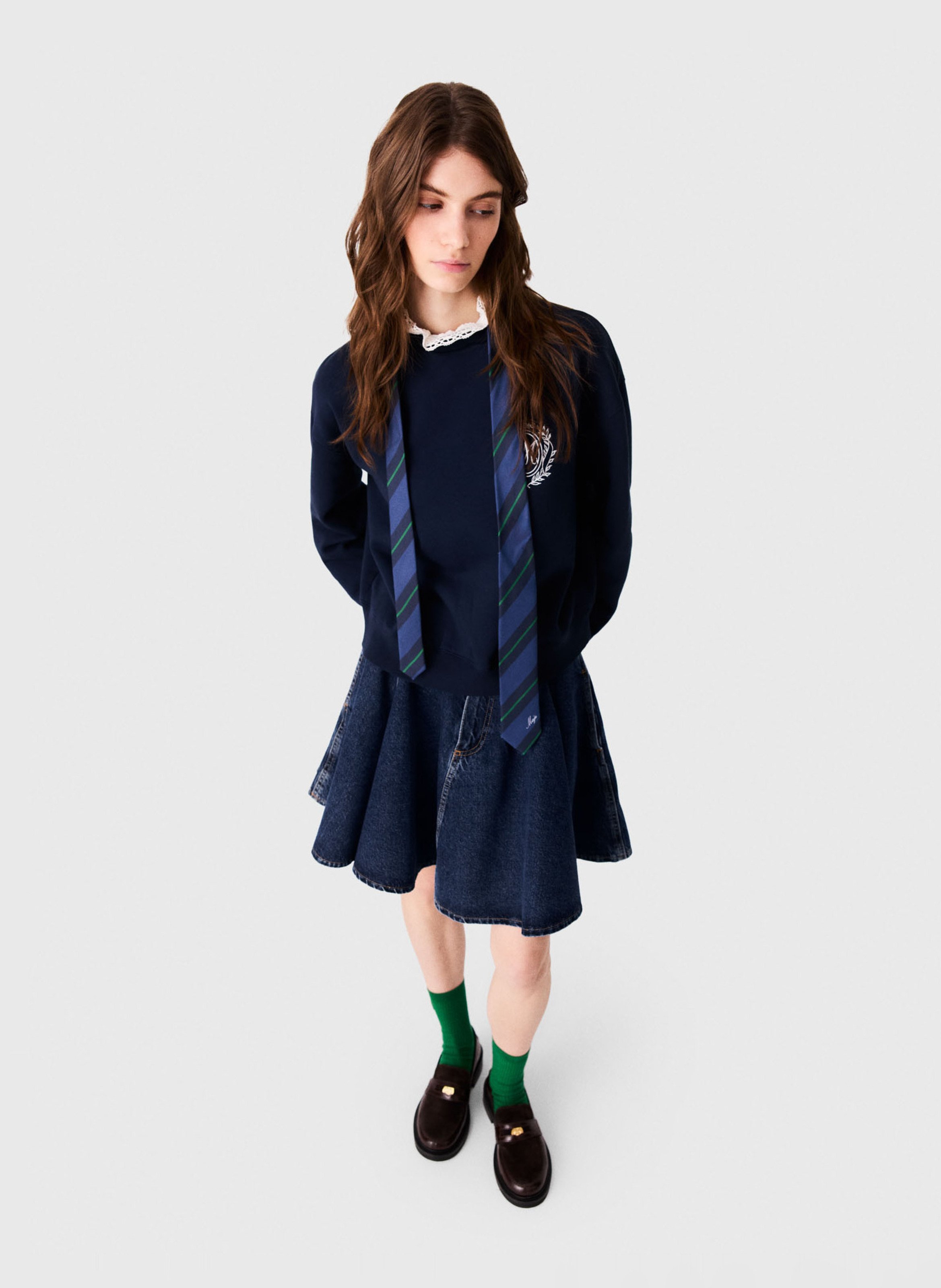 Rechte sweatshirt met juweeldetail in katoen MAJE Blauw