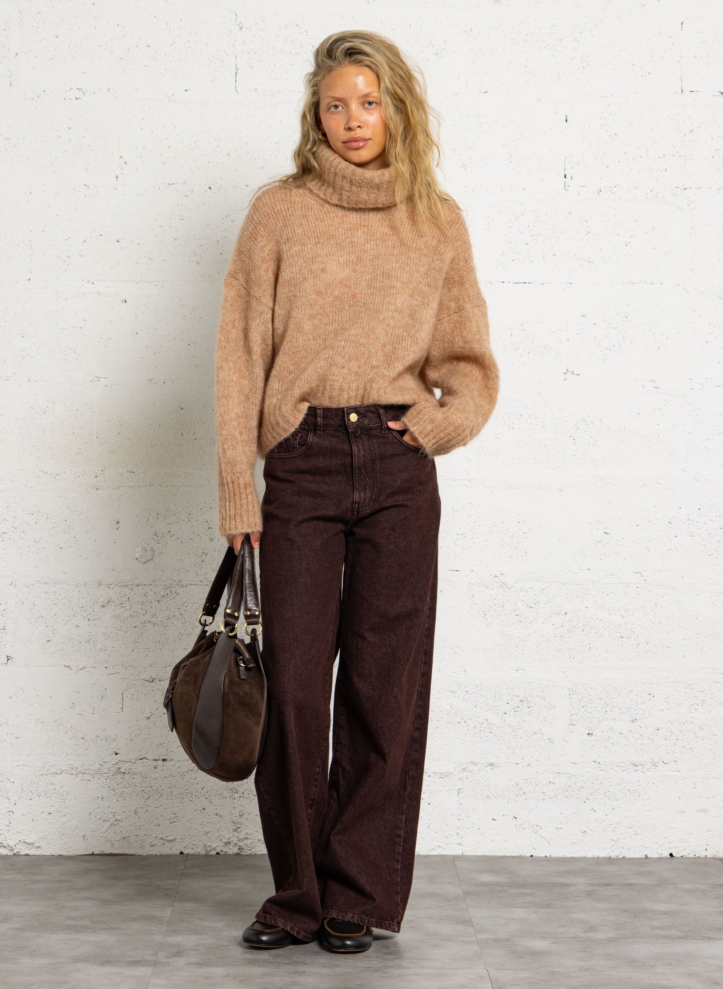 Pull oversize en laine mélangée DES PETITS HAUTS Rose