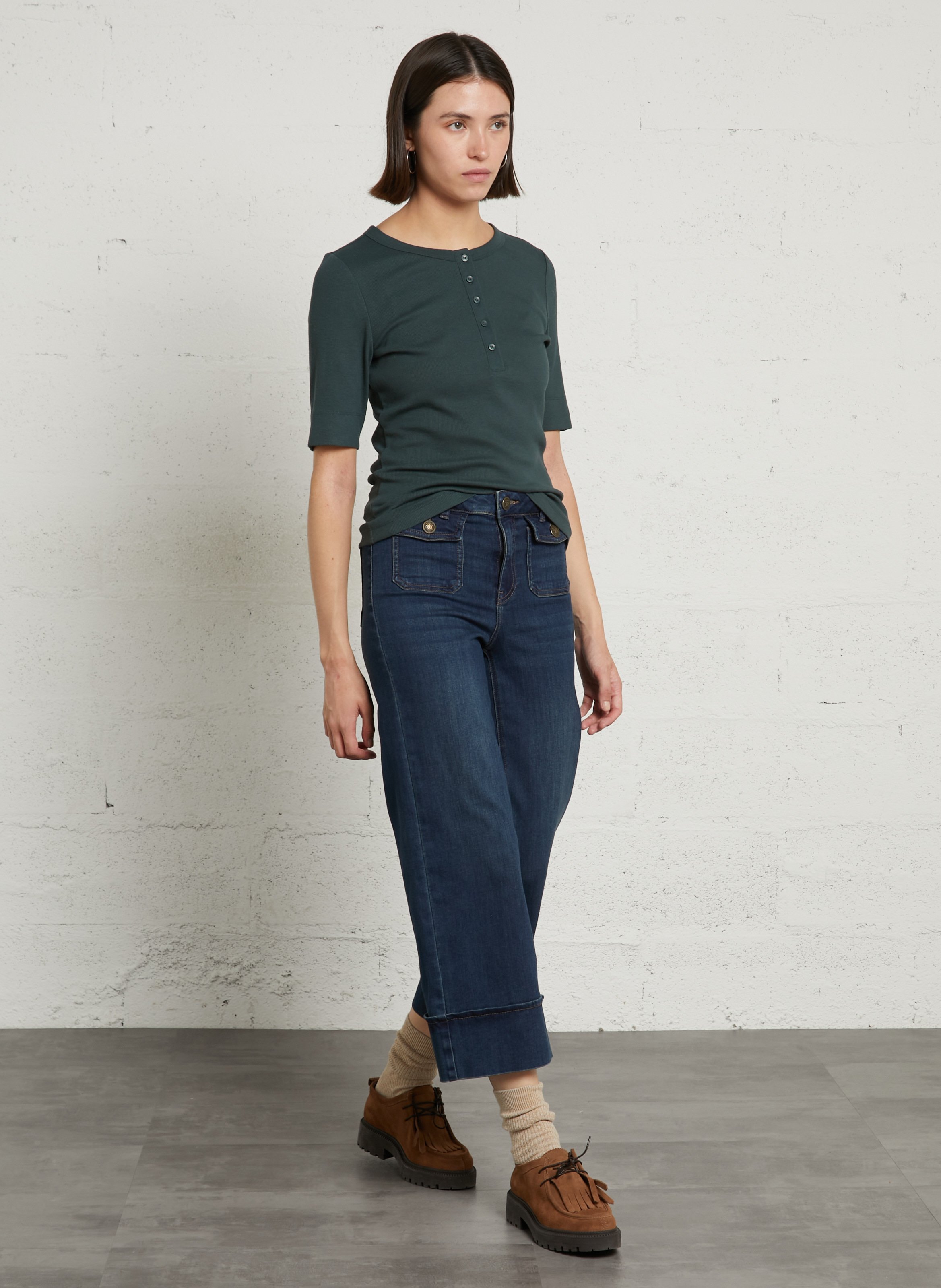 Straight-cut round-neck T-shirt MAISON 123 Blue