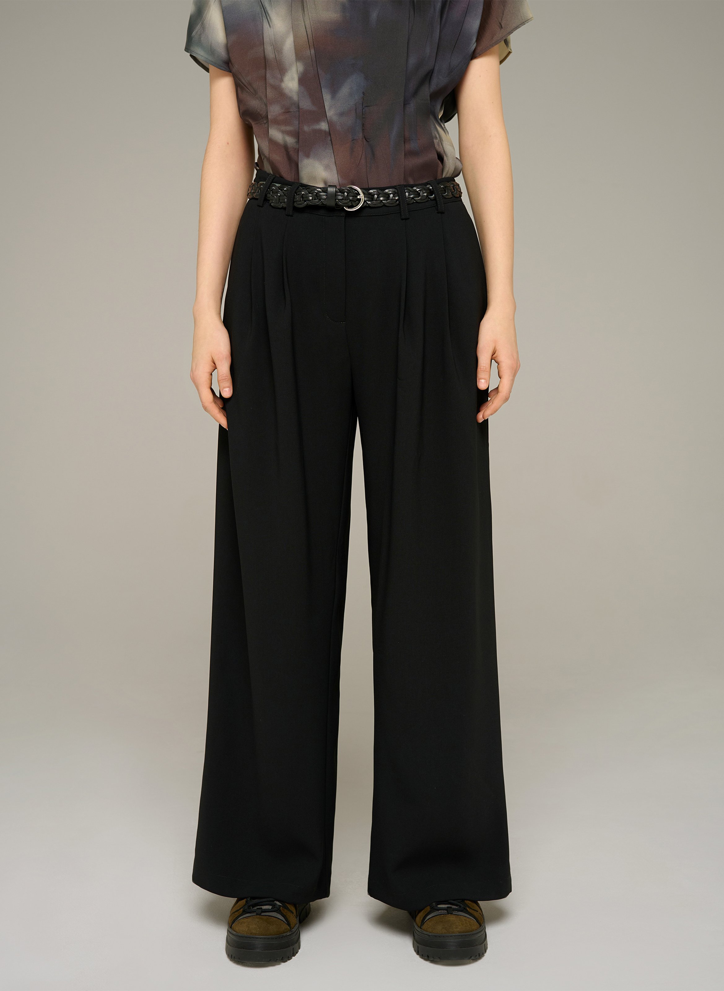 Pantalon taille haute large uni COTELAC ACOTE Noir