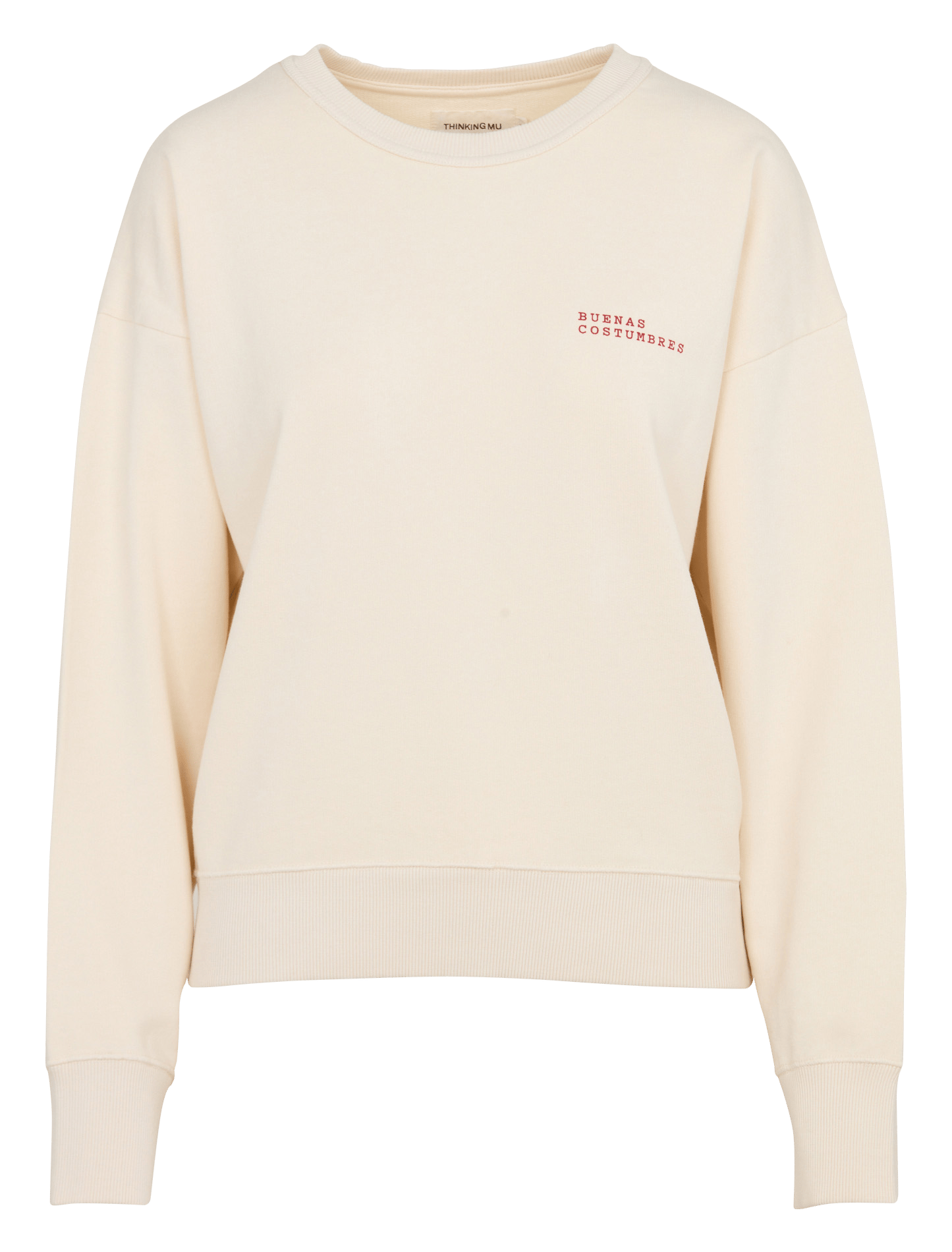 Cotton screen-printed oversized sweater THINKING MU Beige