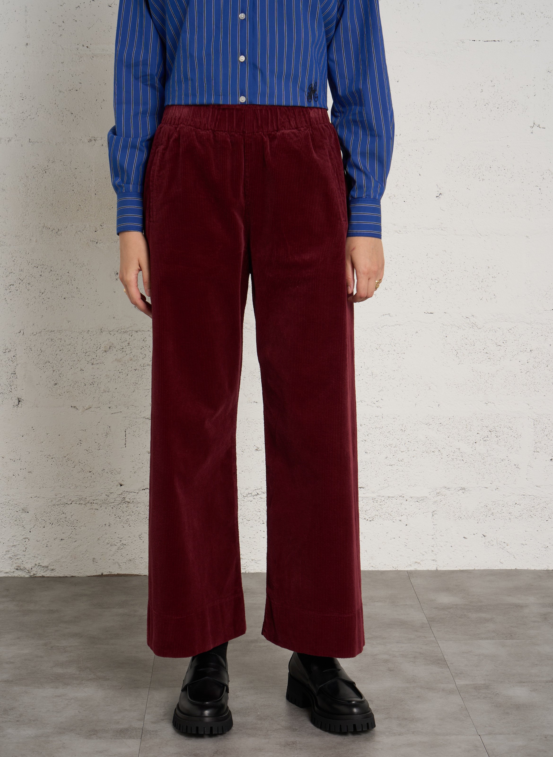 Wijde ribbroek HOD PARIS Rood
