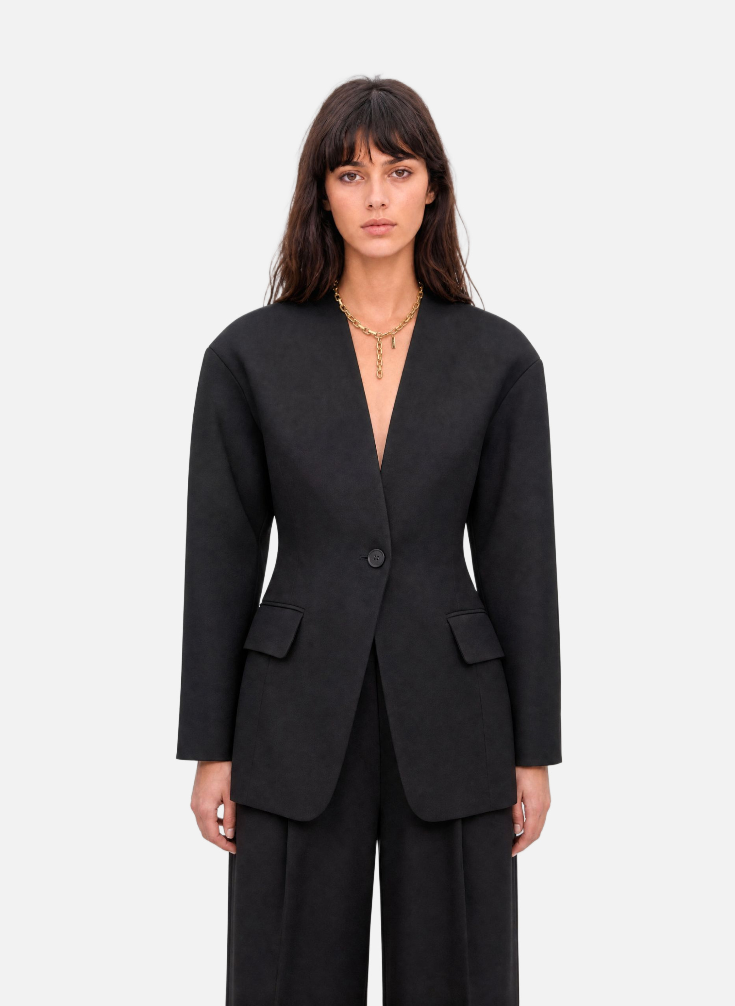 Wool collarless jacket THE KOOPLES Black