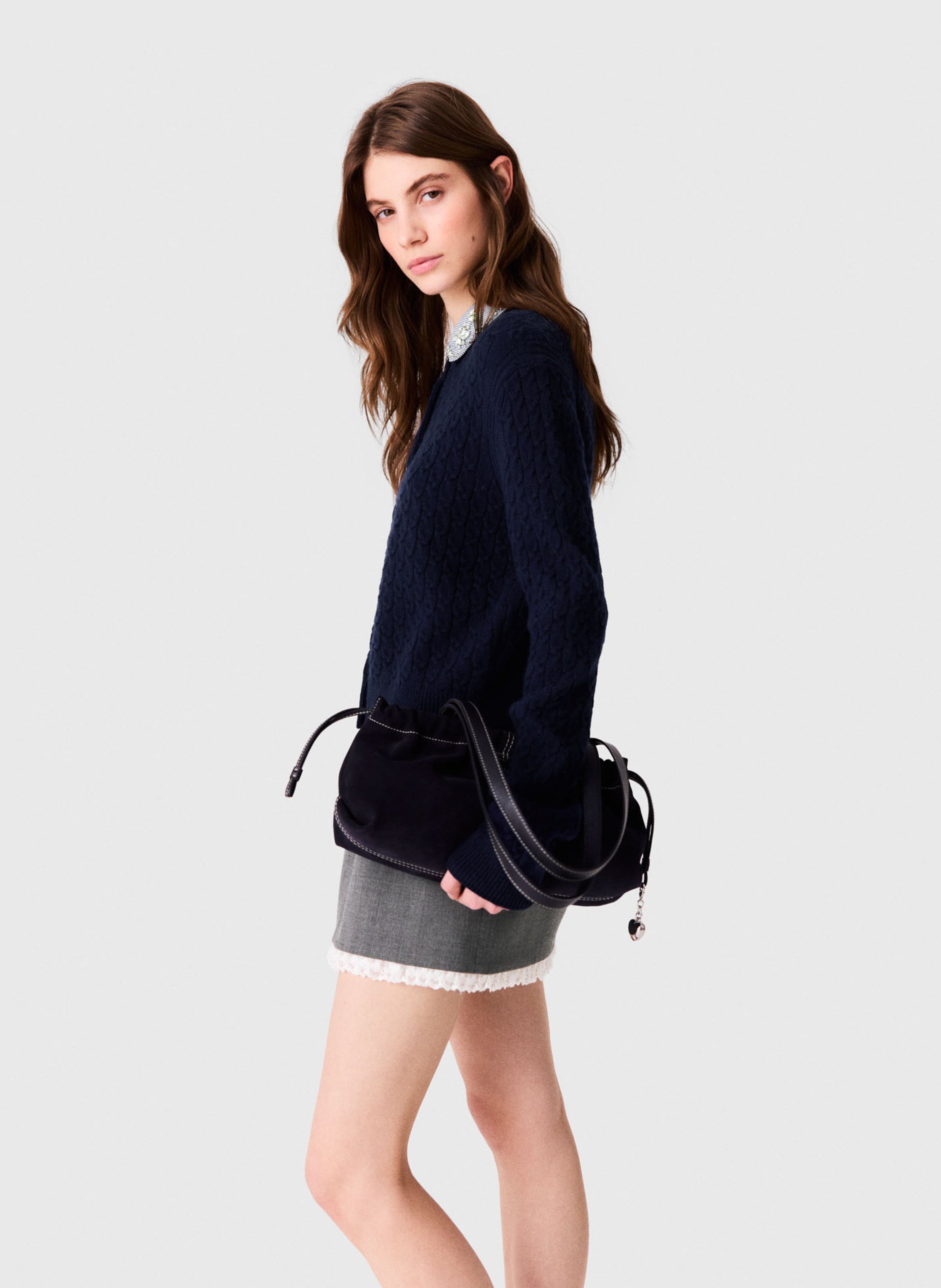Peter Pan collar wool blend cardigan MAJE Blue