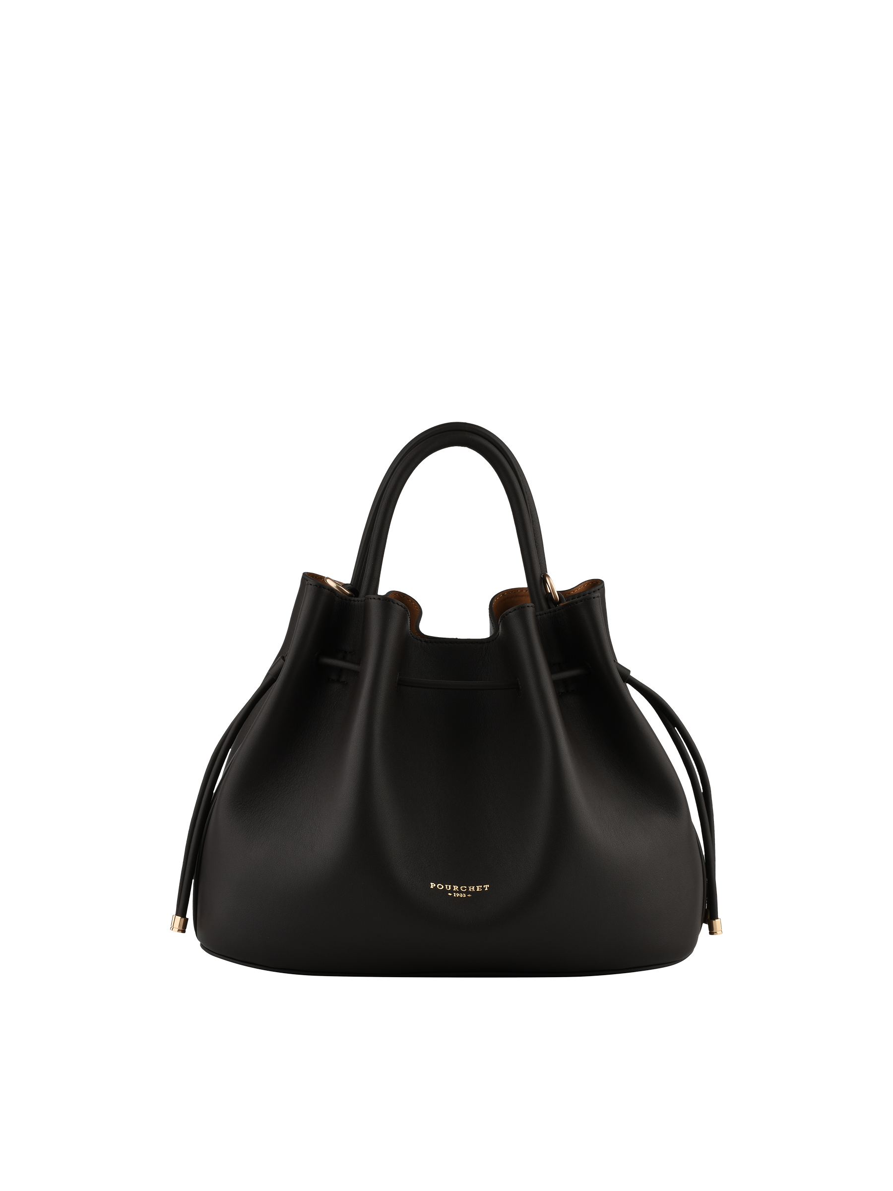 Calfskin leather handbag POURCHET Brown