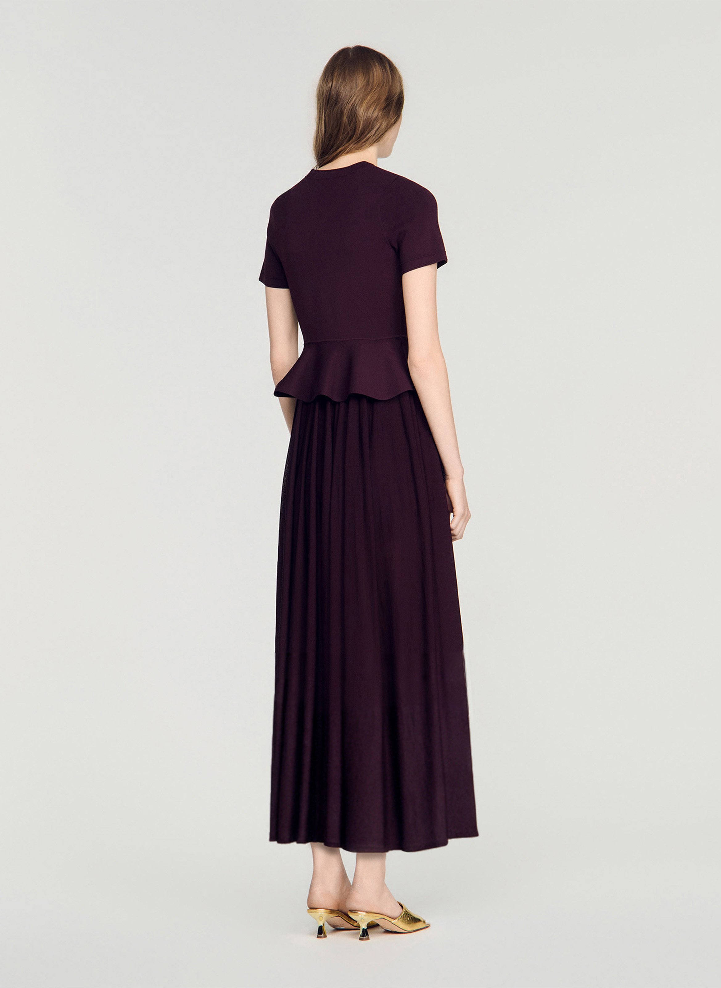 Robe longue col rond  SANDRO Rouge