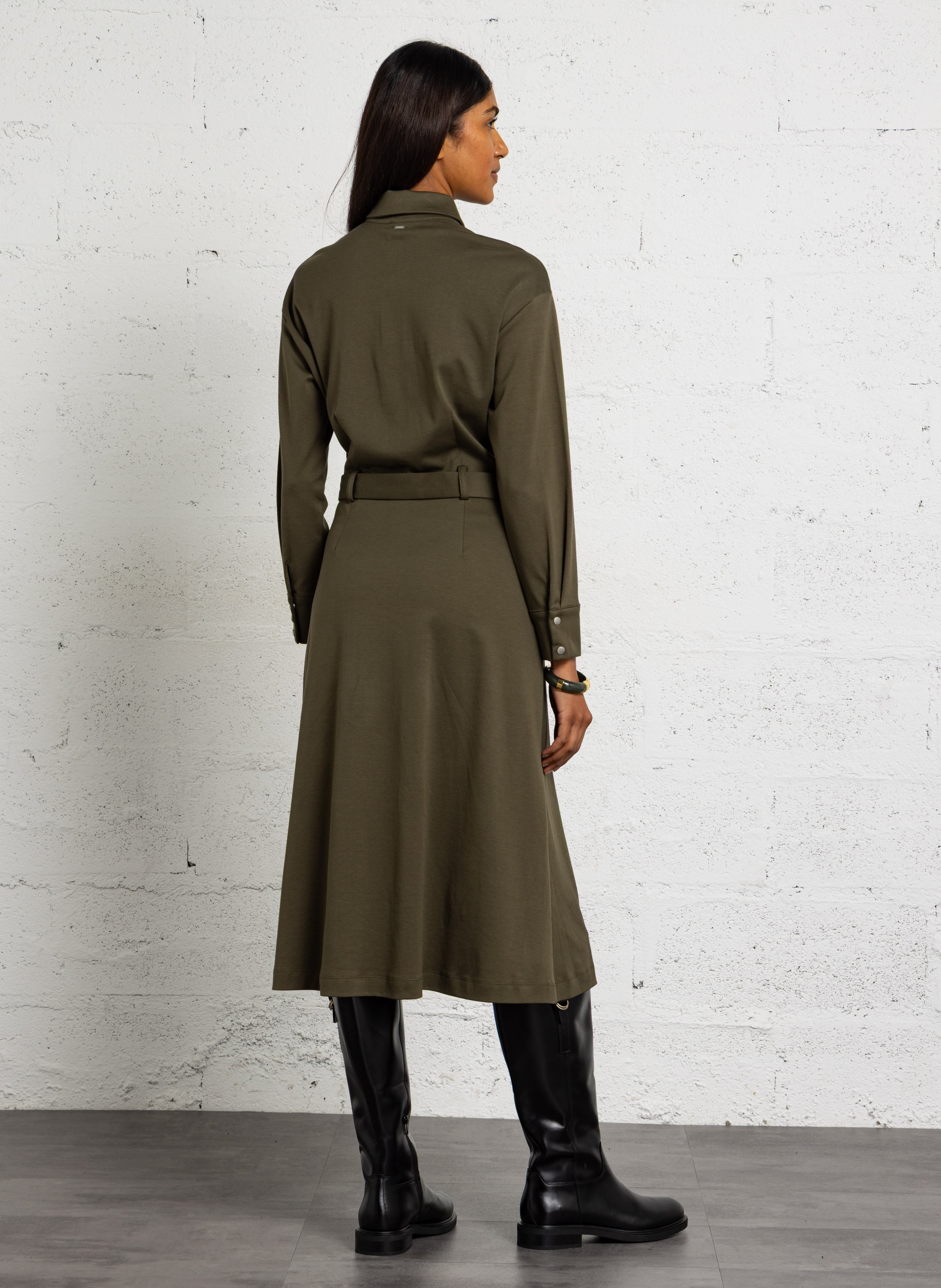 Cotton midi shirt dress IKKS Khaki