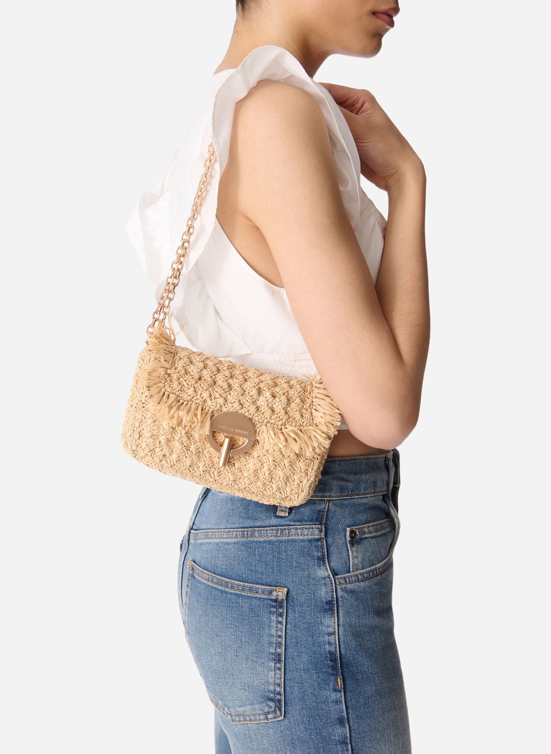 Raffia shoulder bag VANESSA BRUNO Beige