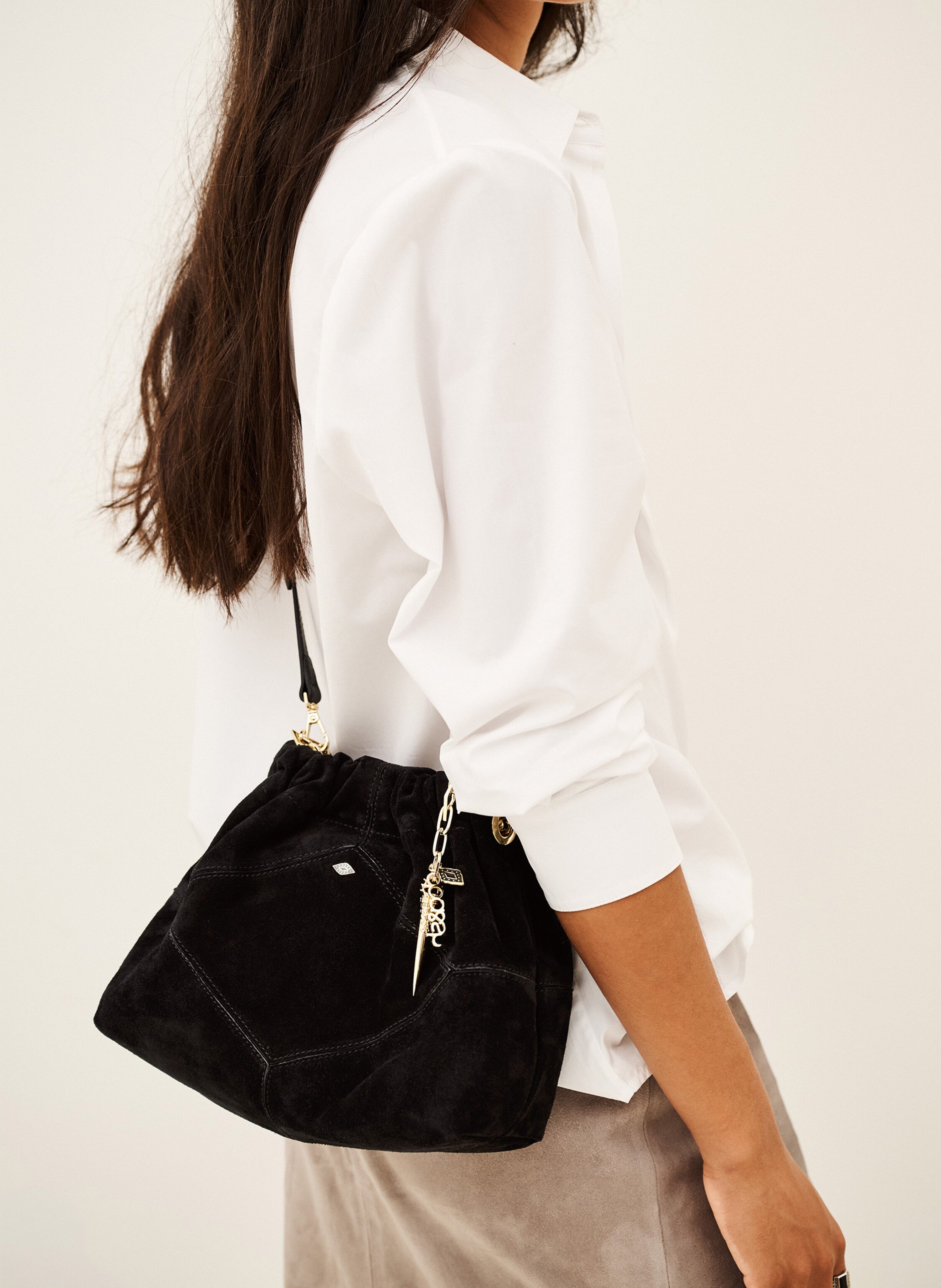 Leather shoulder bag BA&SH Black