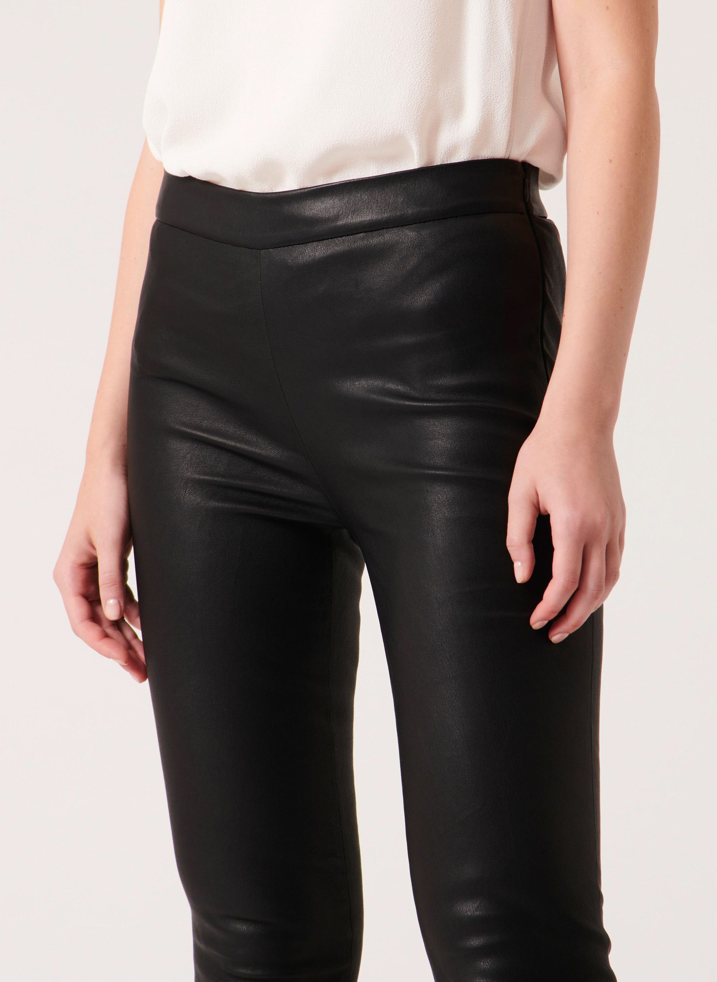 Pantalon skinny en cuir Noir