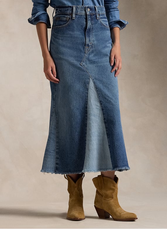 Ralph lauren denim midi skirt hot sale