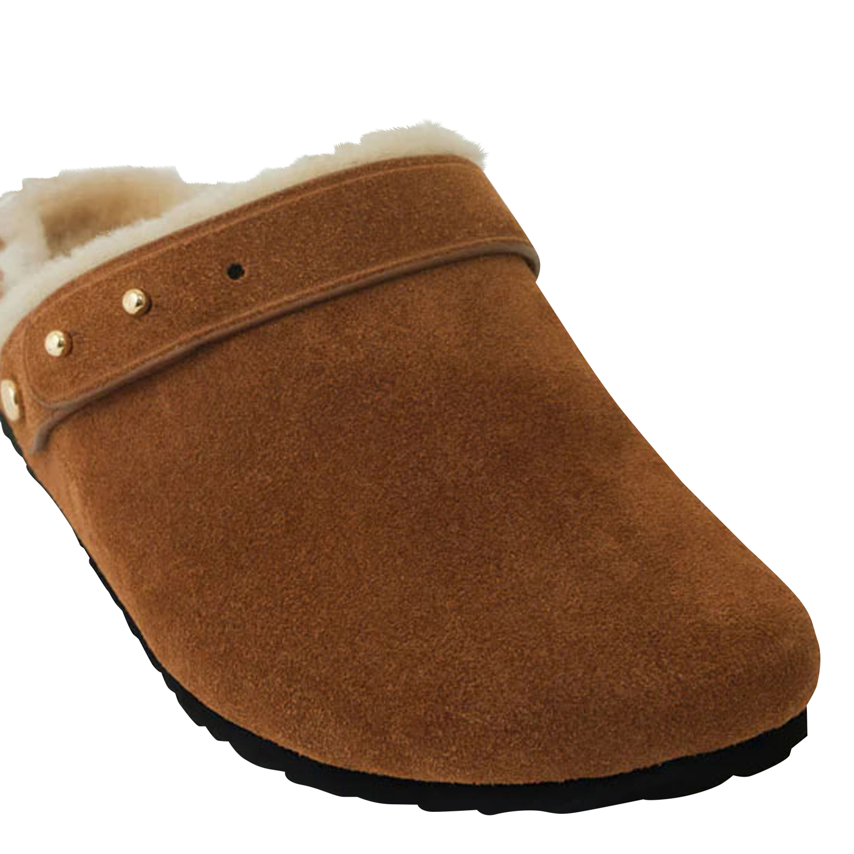 Gevoerde klompen van veloursleer SOEUR Beige