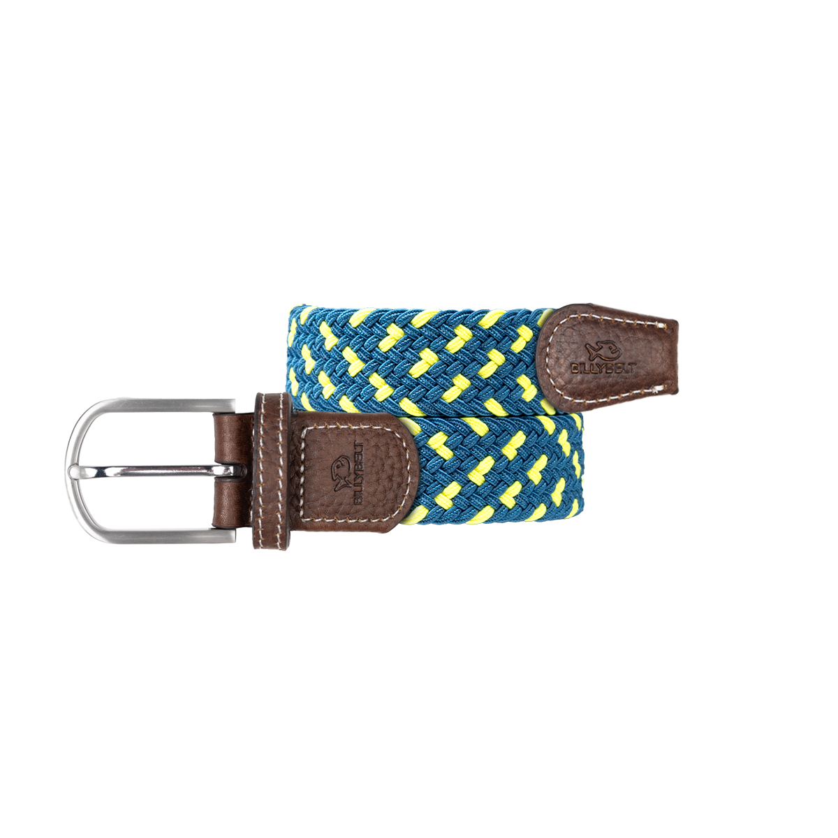 Multicolored braided elastic belt BILLYBELT Green