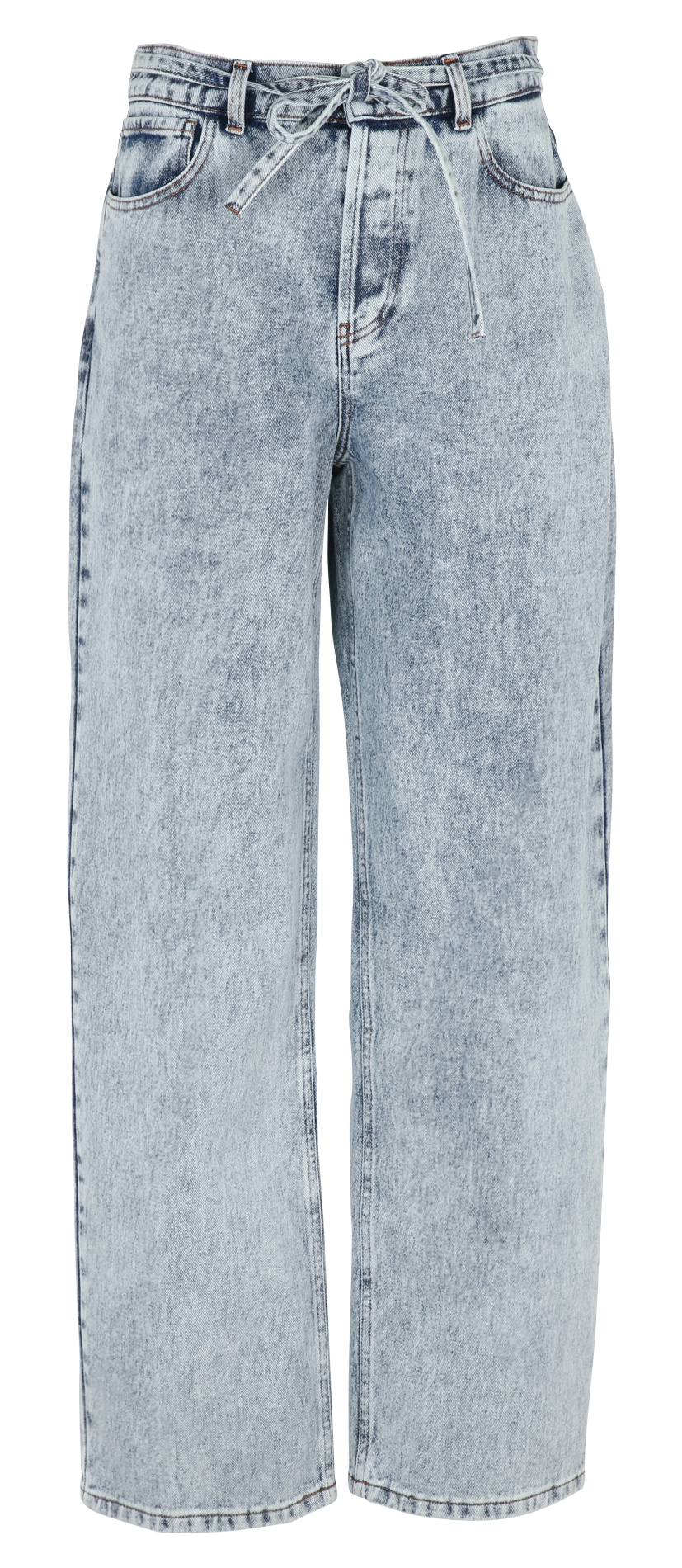 Boyfriend jeans met riem in gewassen denim THE NEW SOCIETY Blauw