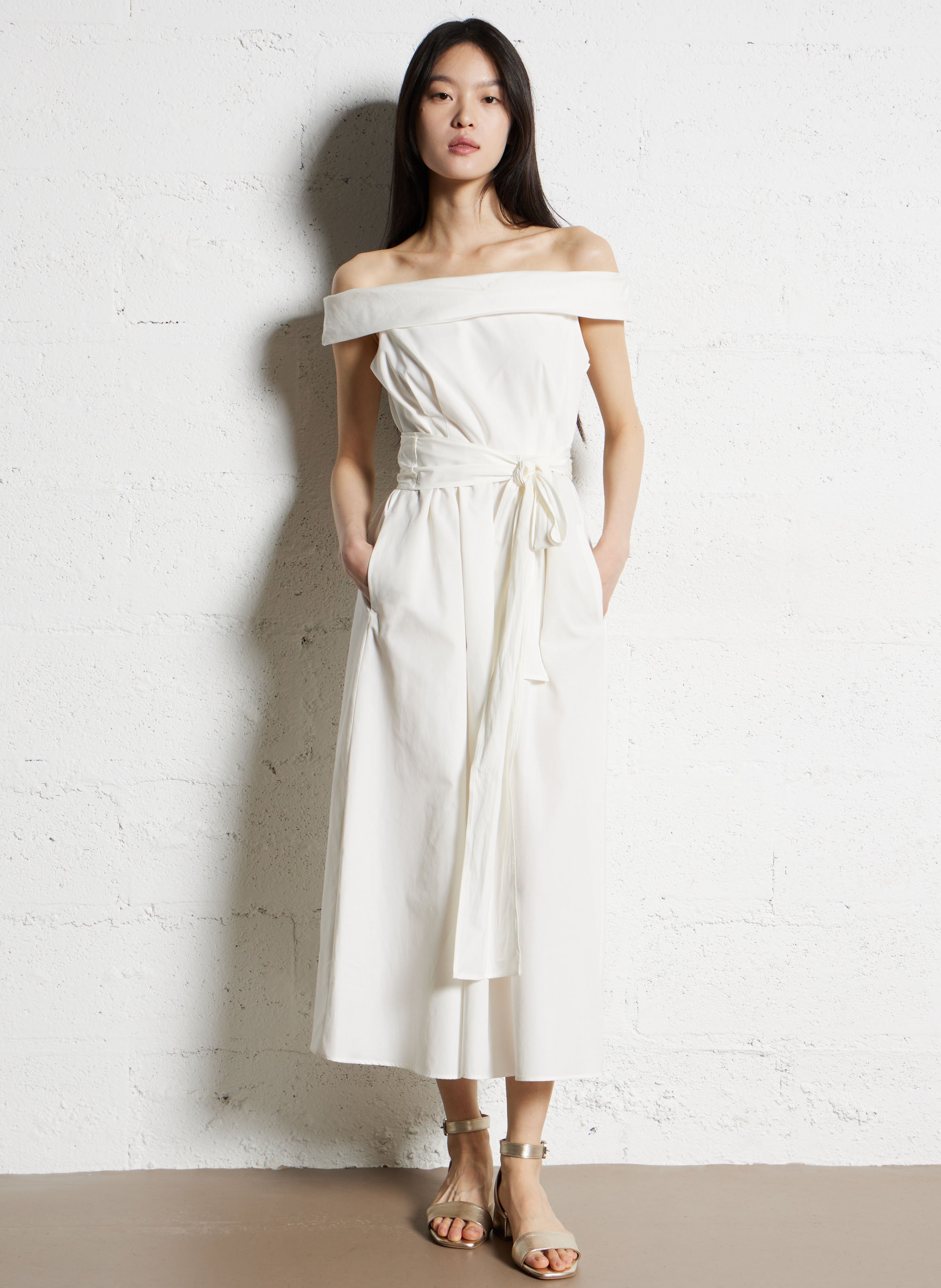 Robe longue en coton MAX MARA WEEK END Blanc