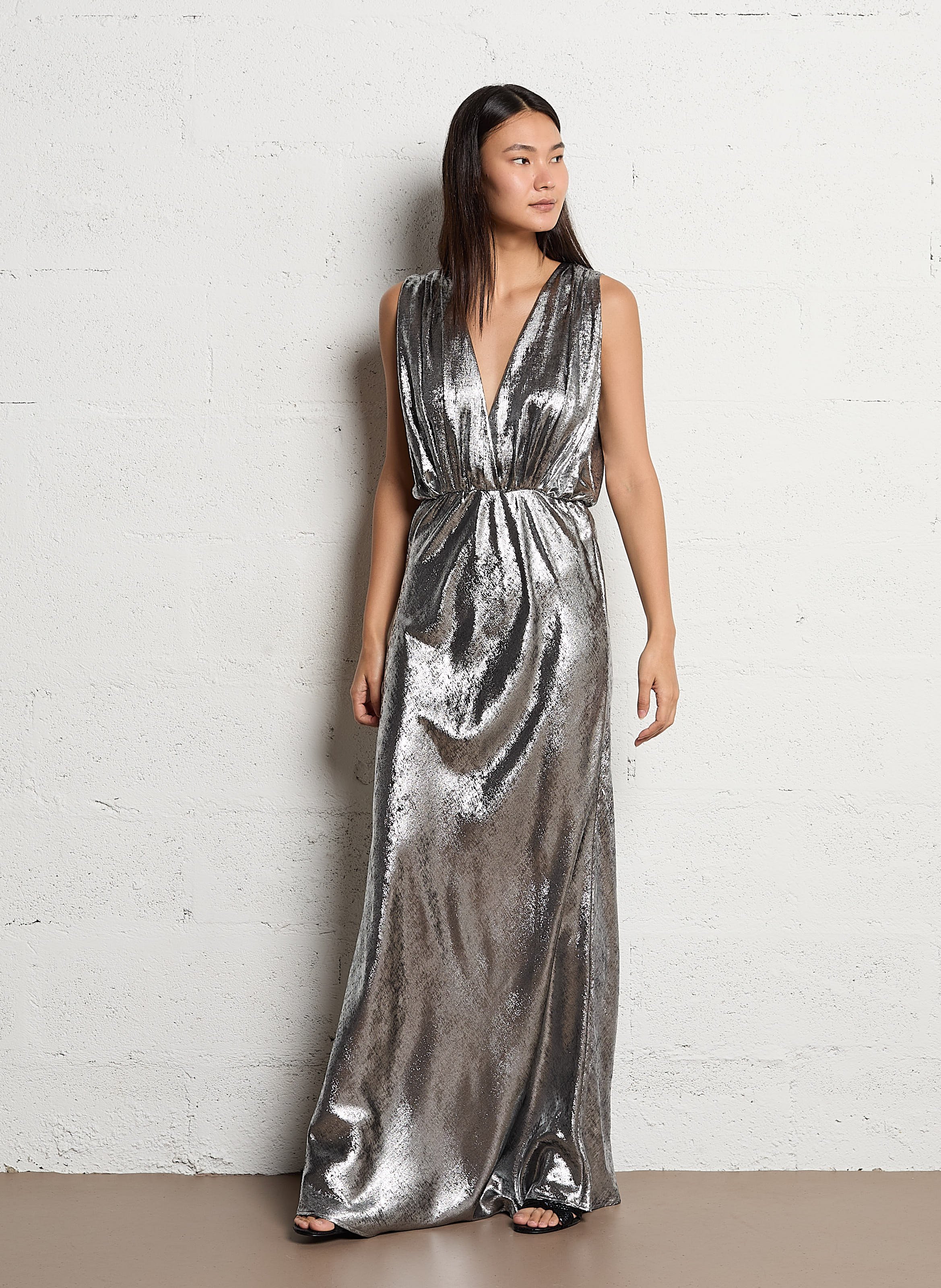 Long metallic dress MES DEMOISELLES Silver
