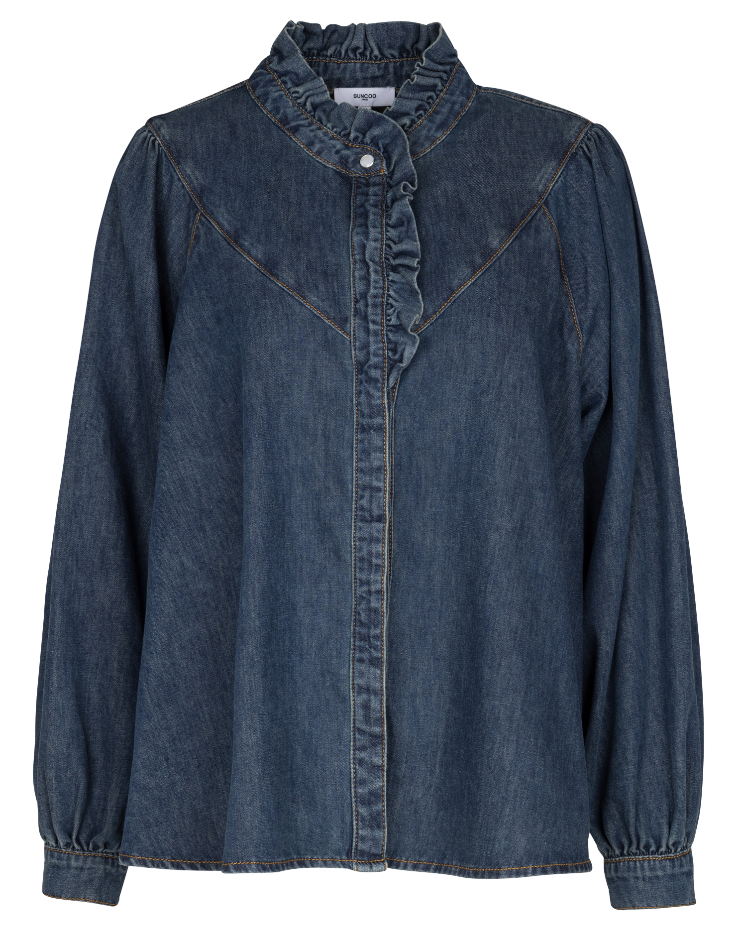 Blouse boutonnée en denim brut SUNCOO Bleu