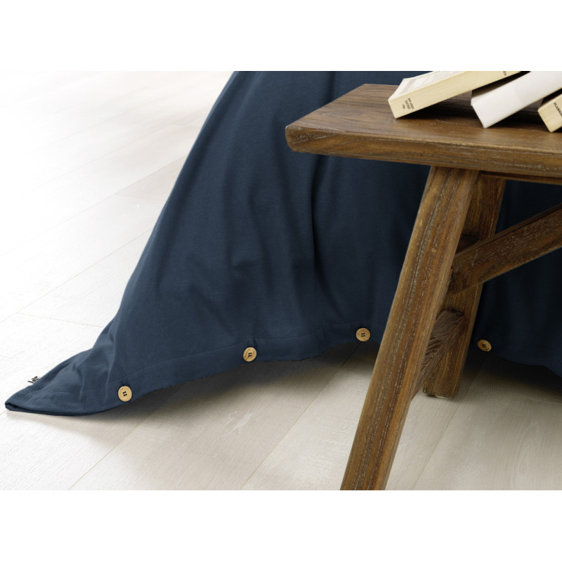 "Candice" duvet cover in cotton flannel, all sizes. L'EFFET PAPILLON Blue