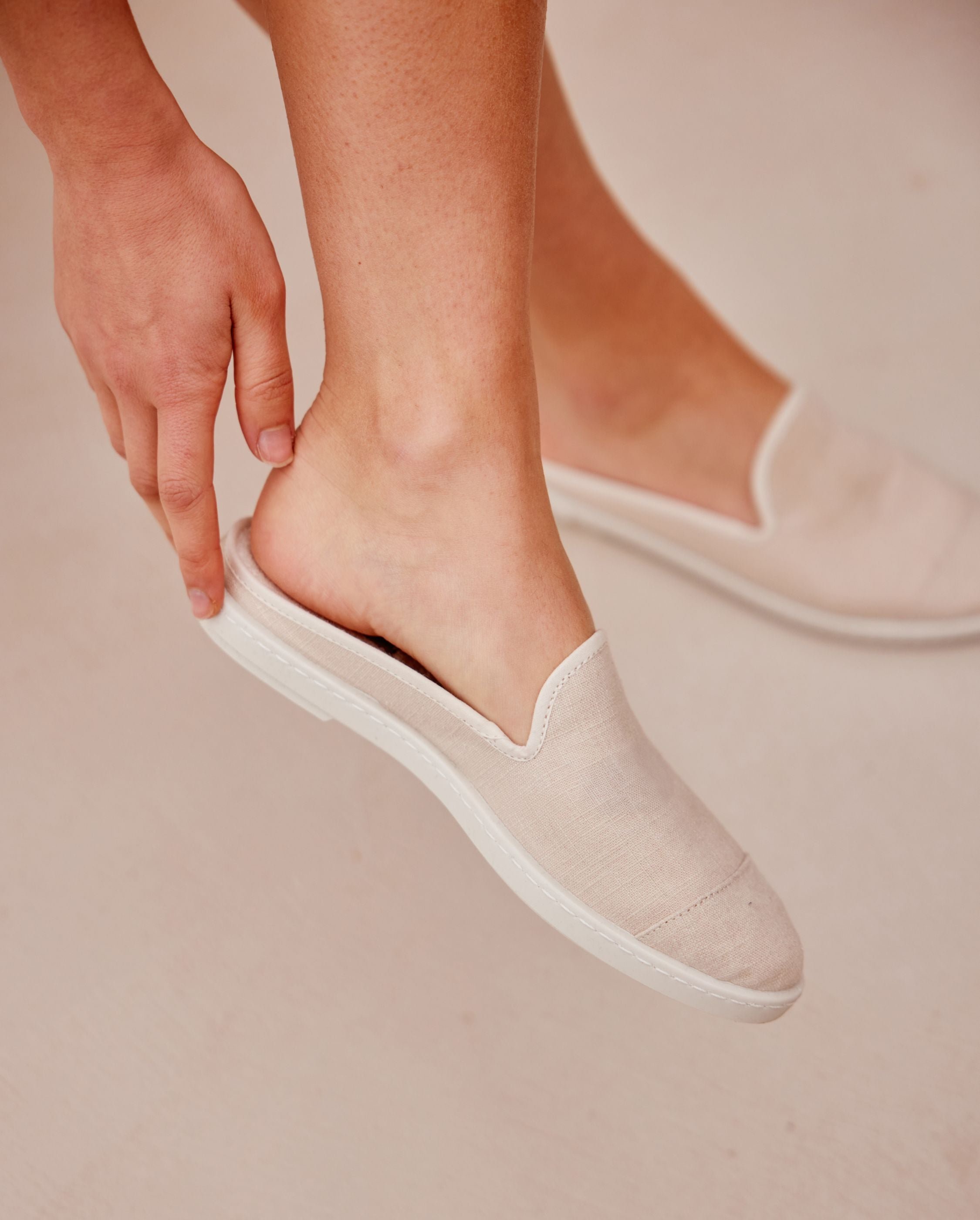 Women's linen mule, ivory beige ANGARDE Beige