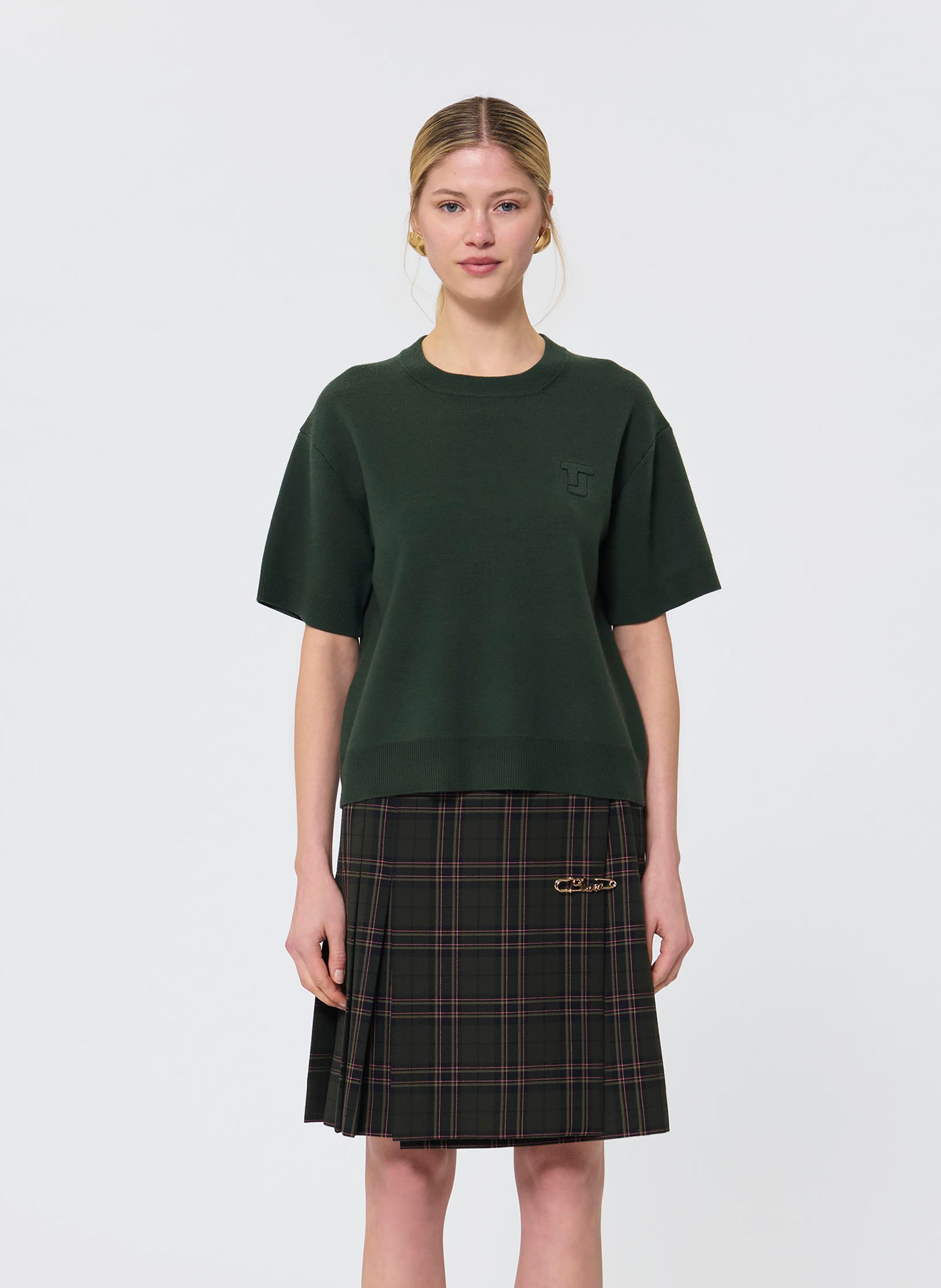 Wool crew neck t-shirt TARA JARMON Green