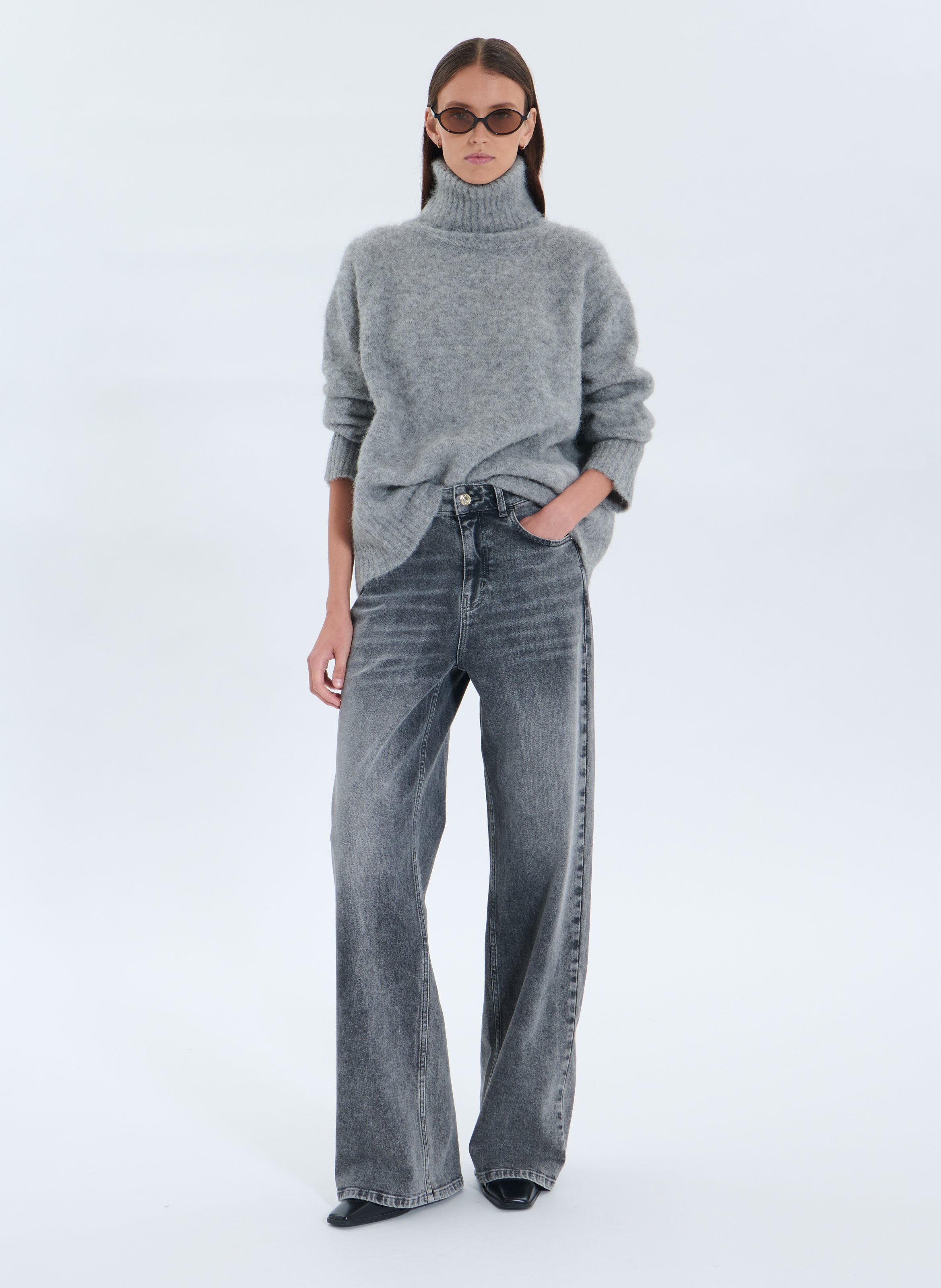 Ruimvallende coltrui | wolblend ZAPA Grijs