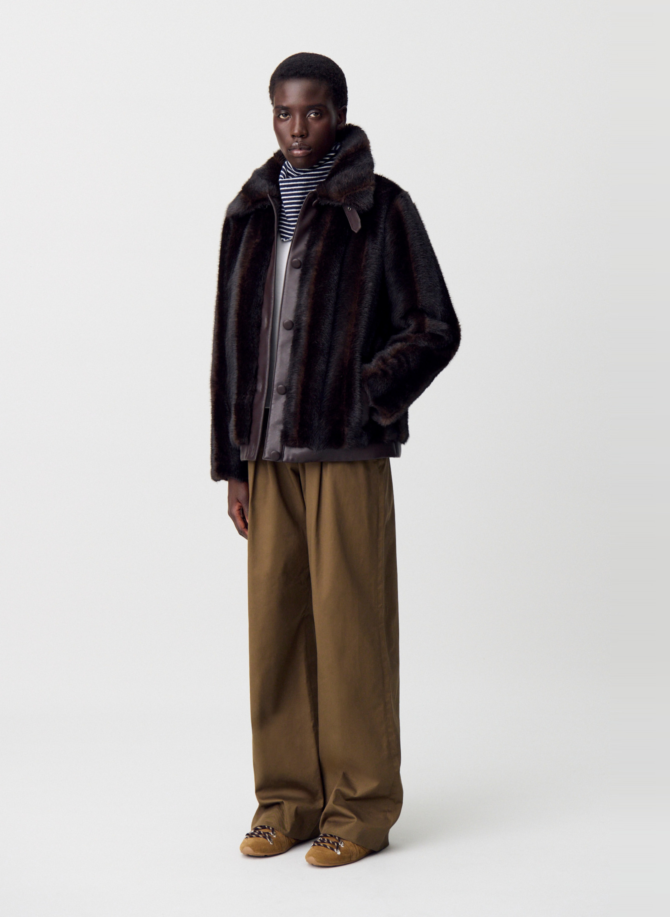 Veste en fausse fourrure unie CLAUDIE PIERLOT Marron