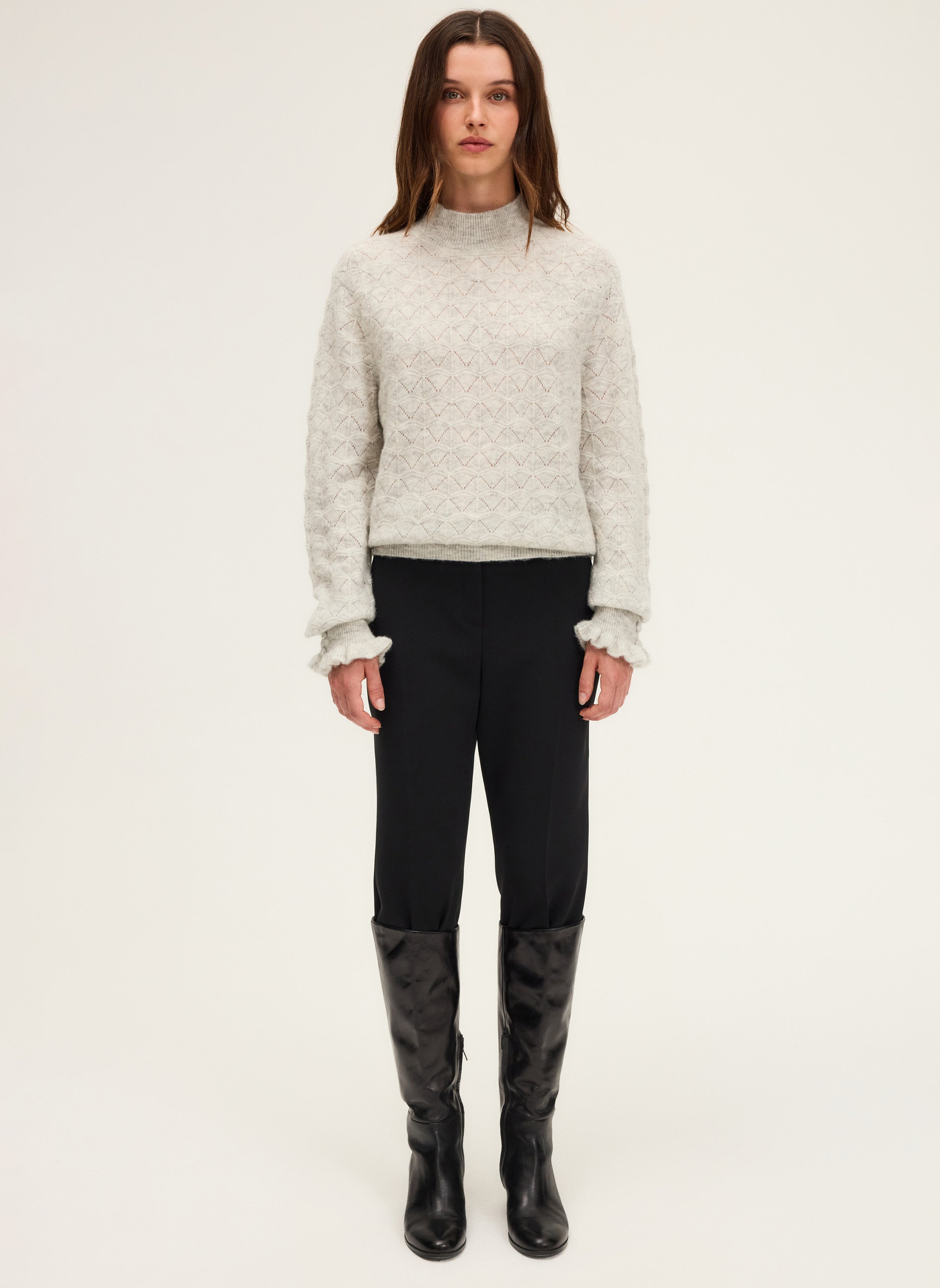 High-neck wool sweater PABLO Grey