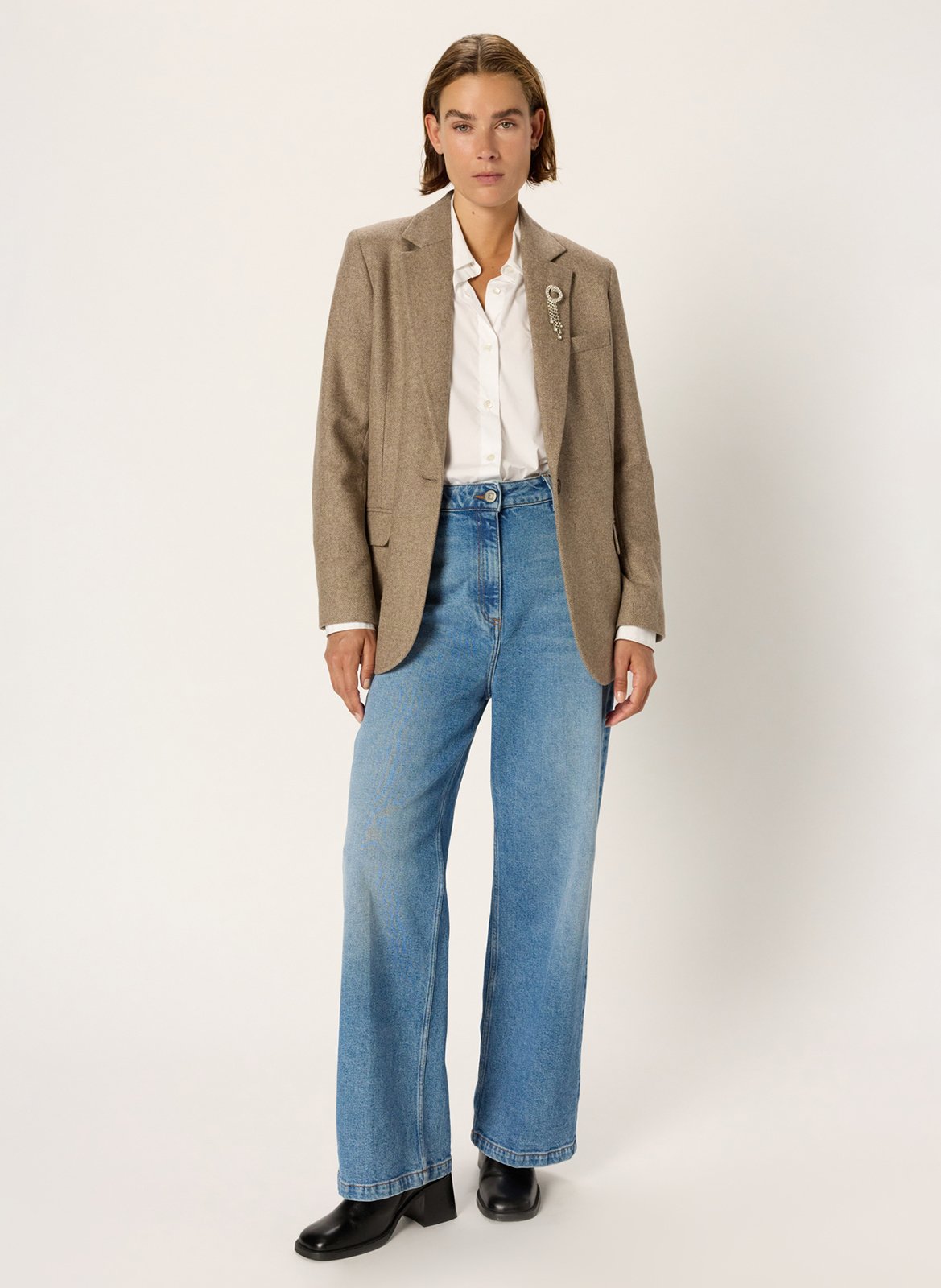 Veste col tailleur en laine mélangée GERARD DAREL Beige