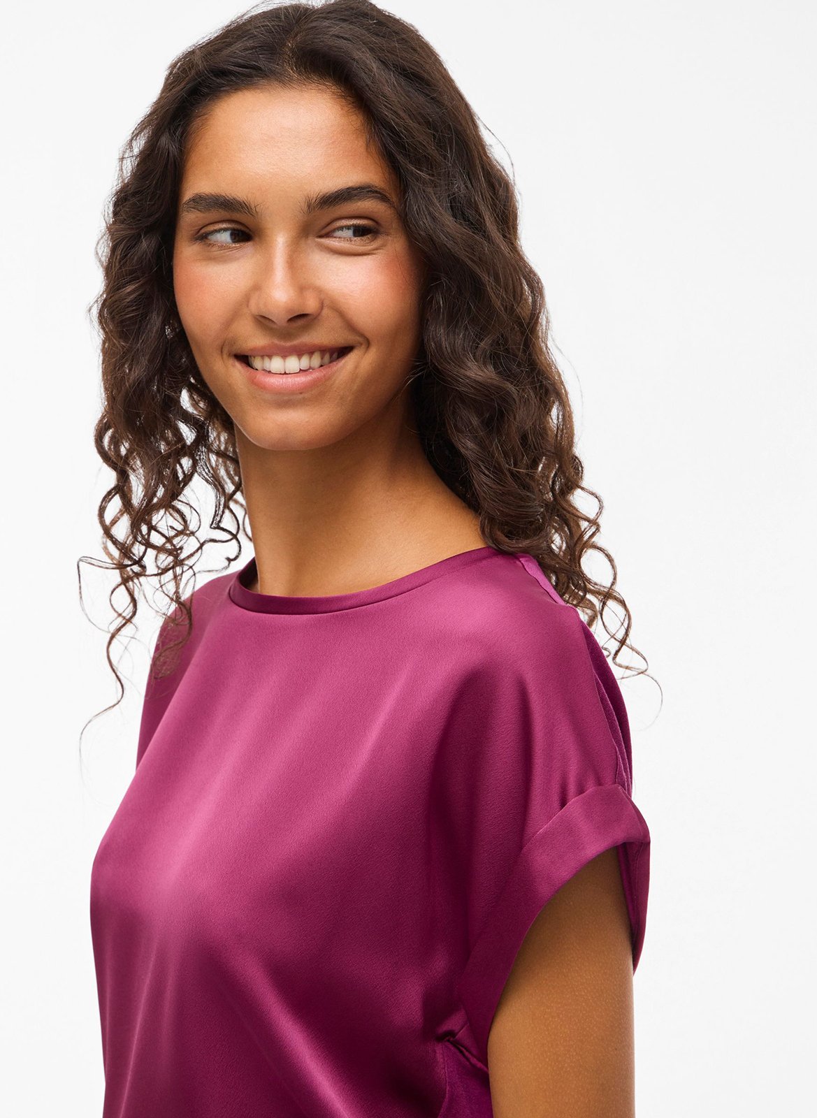 Fluid round-neck recycled polyester top VILA Purple