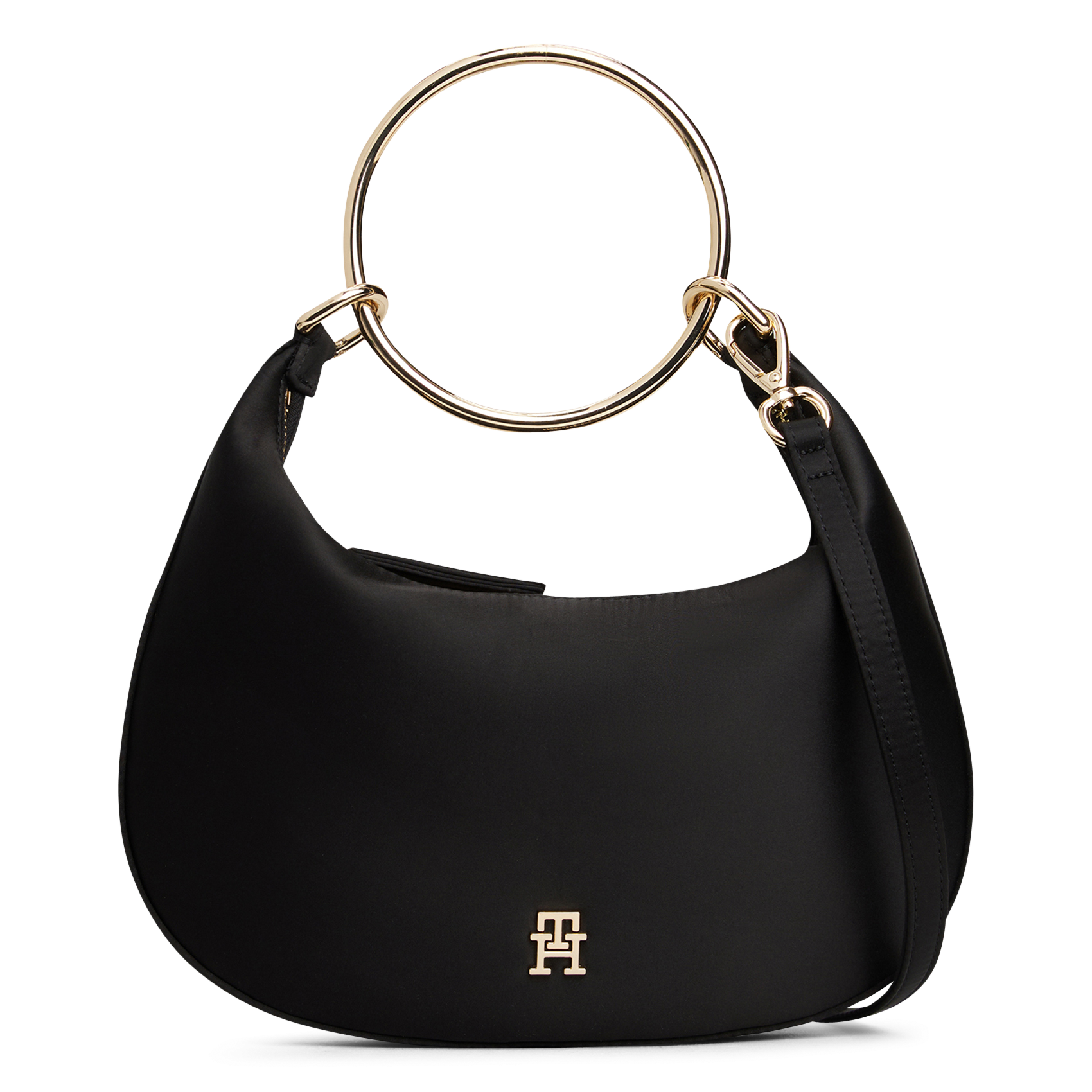 Satin hobo bag with bracelet handle TOMMY HILFIGER Black