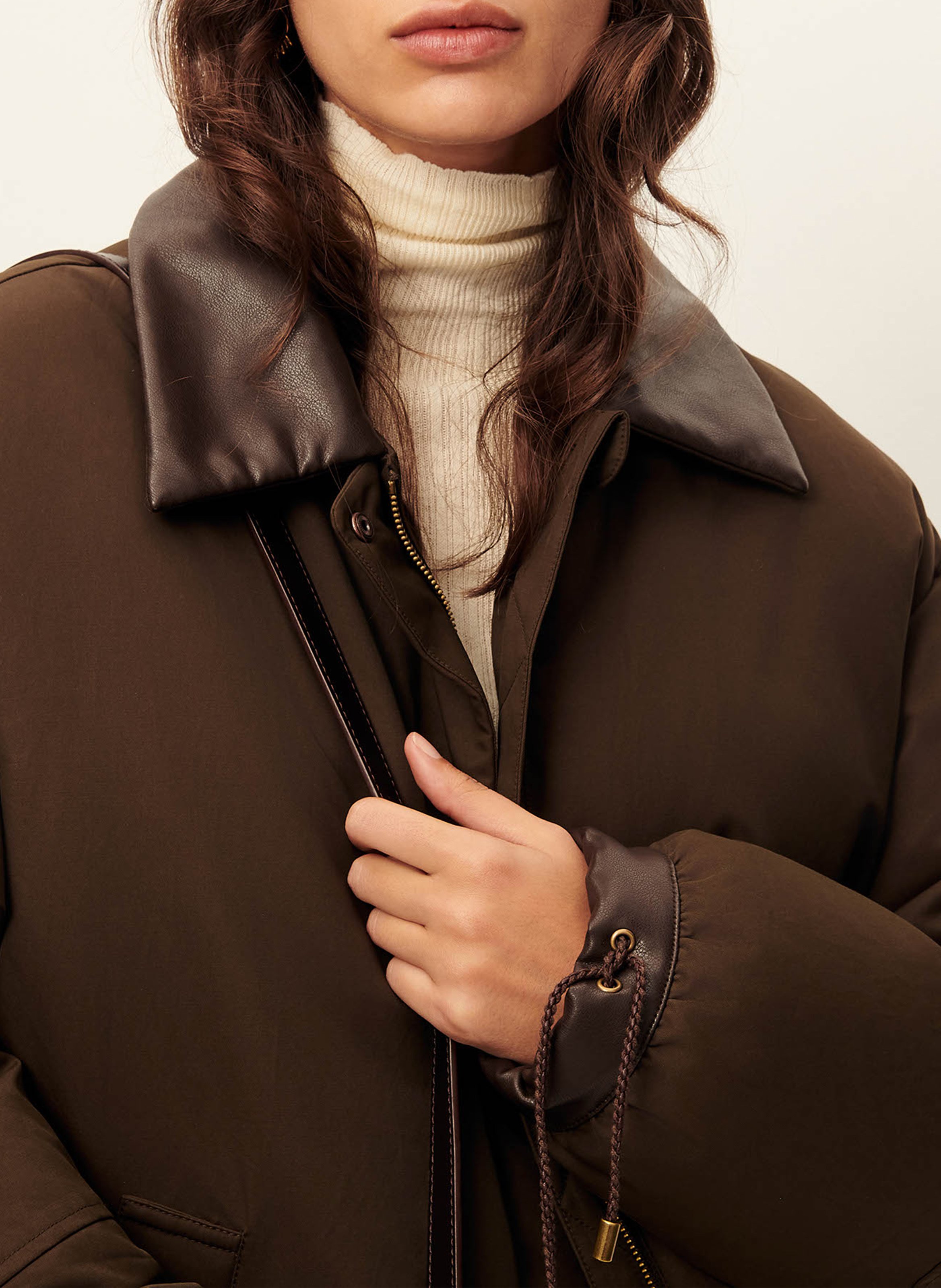 Manteau ample zippé uni SESSUN Kaki