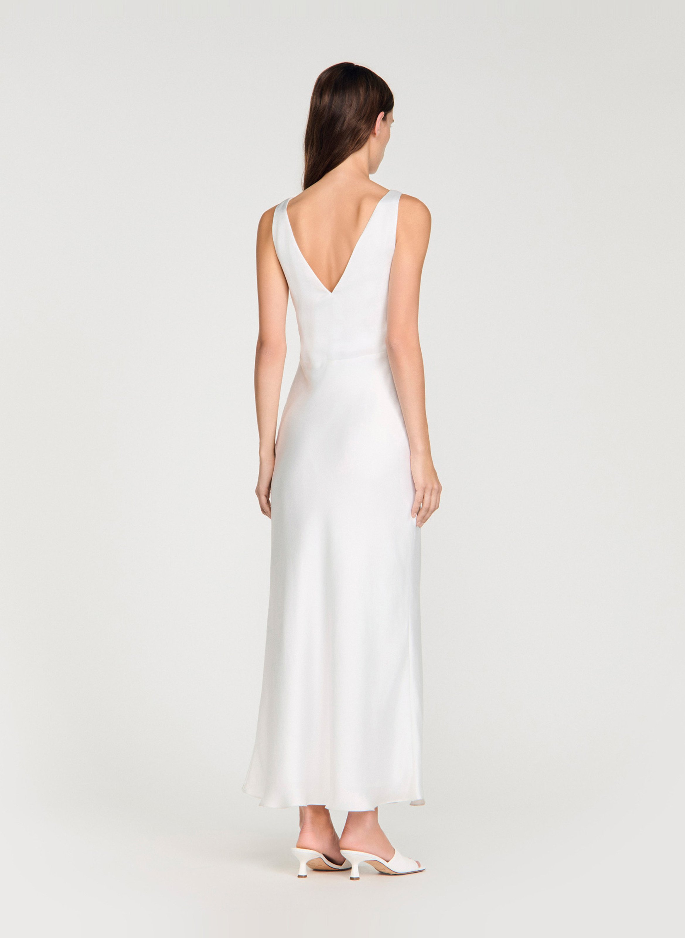 Robe longue satinée SANDRO Blanc