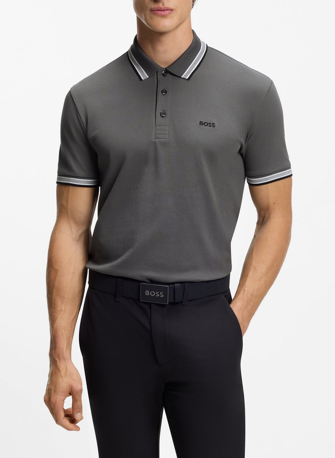 Regular-fit cotton polo shirt BOSS Silver