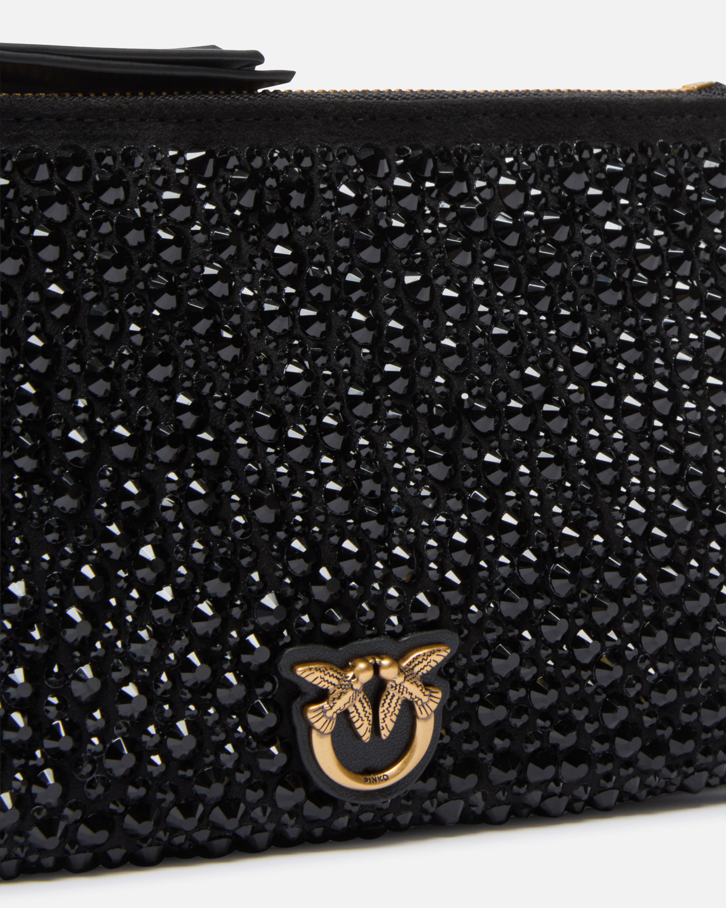 Small shoulder bag mini double bag with rhinestones PINKO Black