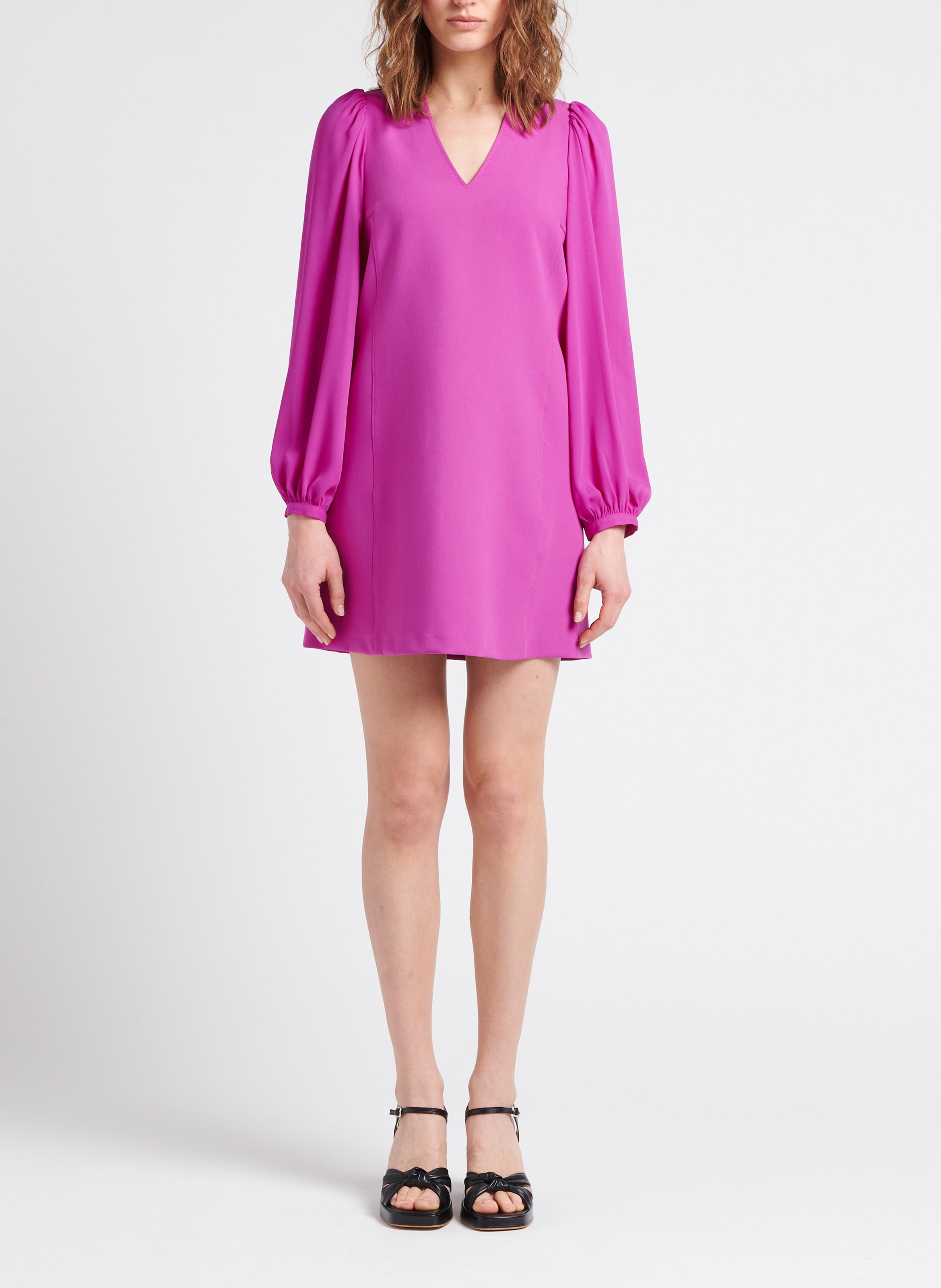 Short straight-cut V-neck dress MAX&Co. Pink