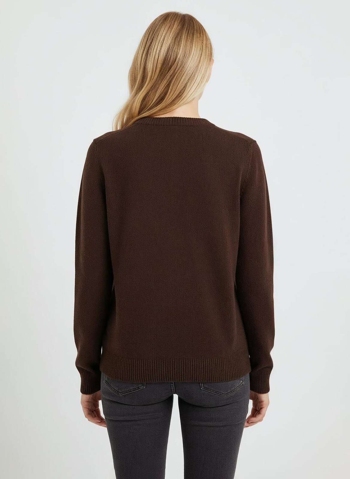 Pull droit col rond en maille PABLO Marron