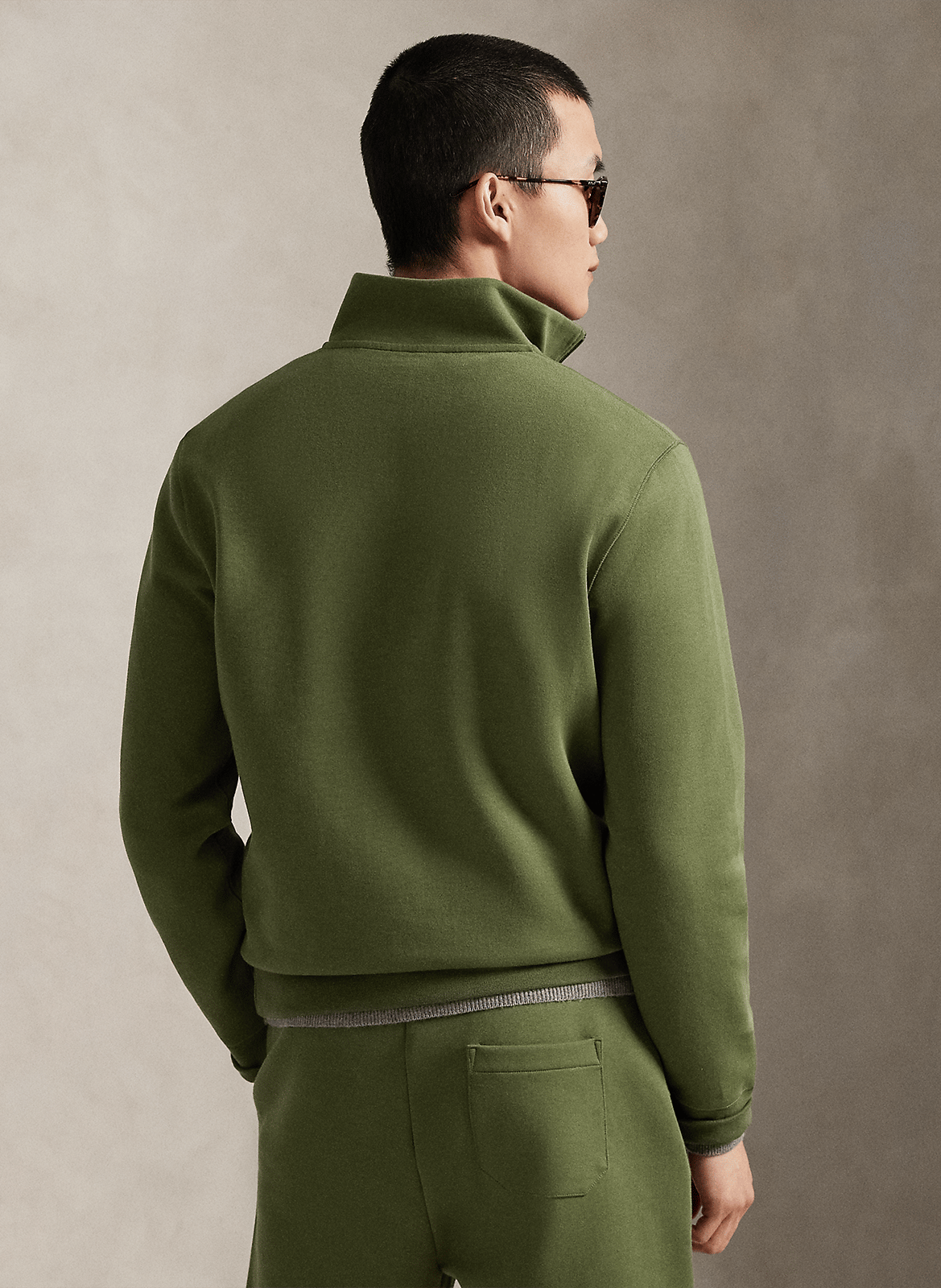 Sweat col zippé en coton mélangé POLO RALPH LAUREN Vert