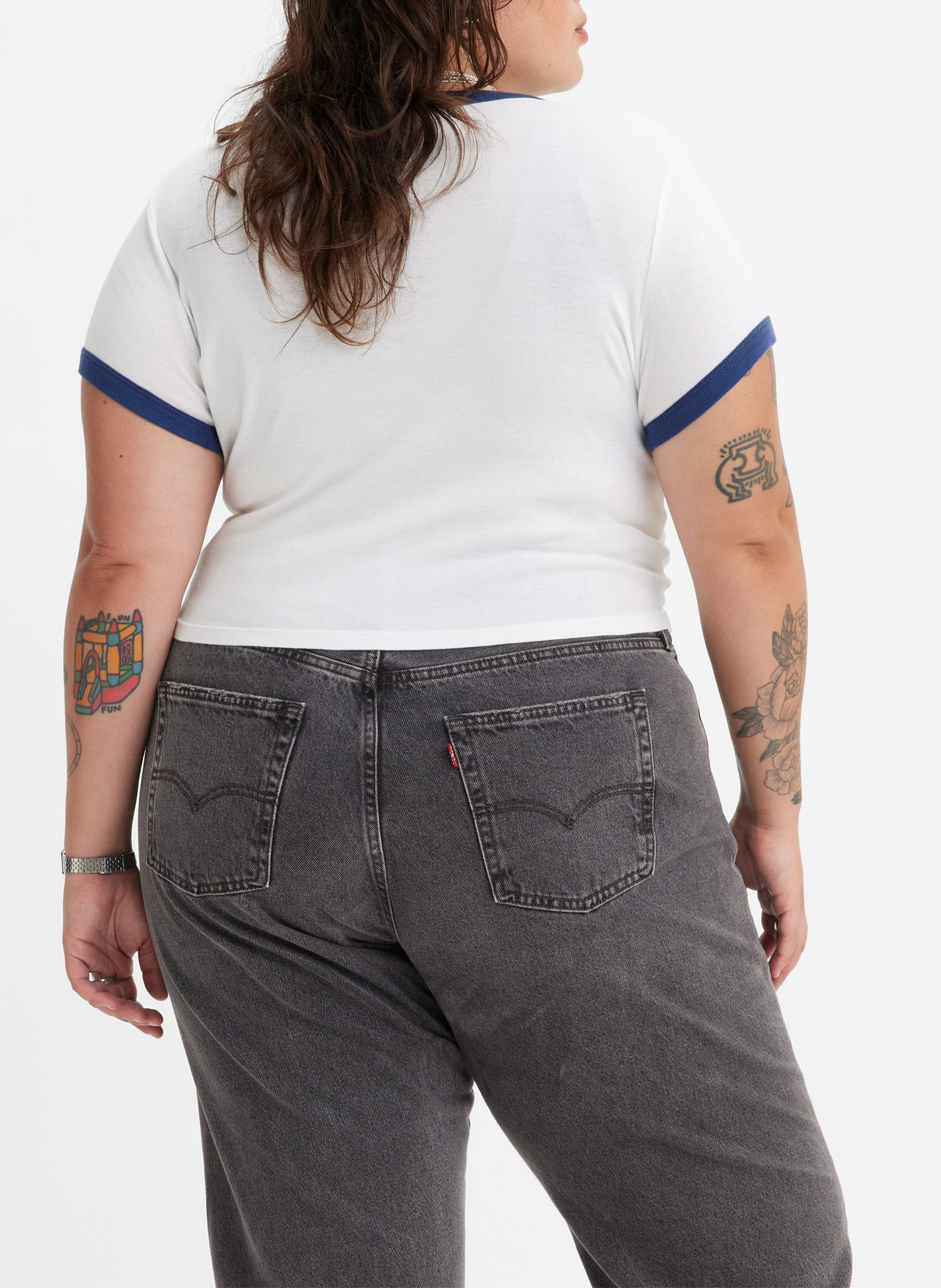Tee-shirt court col rond imprimé en coton  LEVI'S Blanc