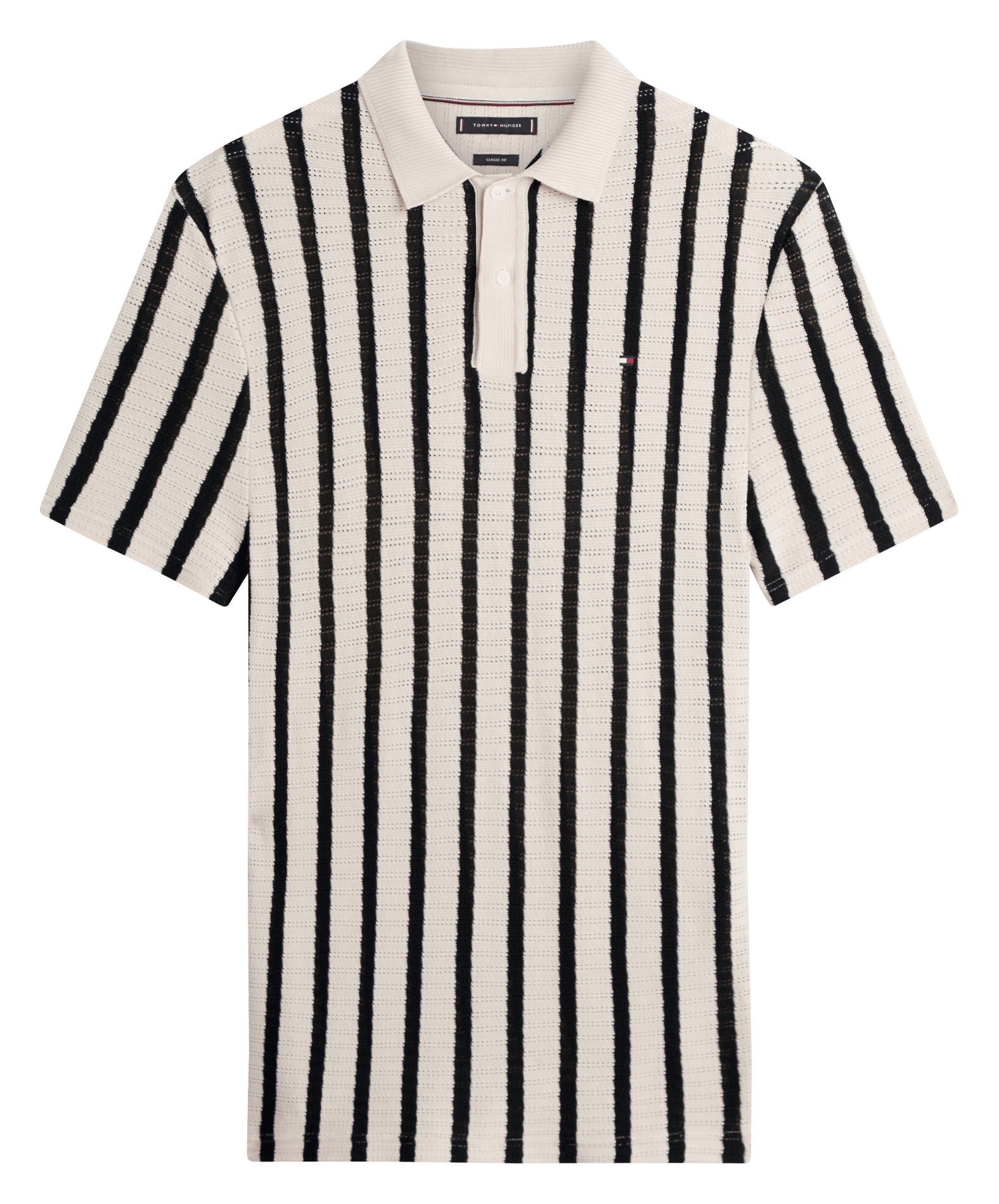 Polo droit en maille rayée TOMMY HILFIGER Noir